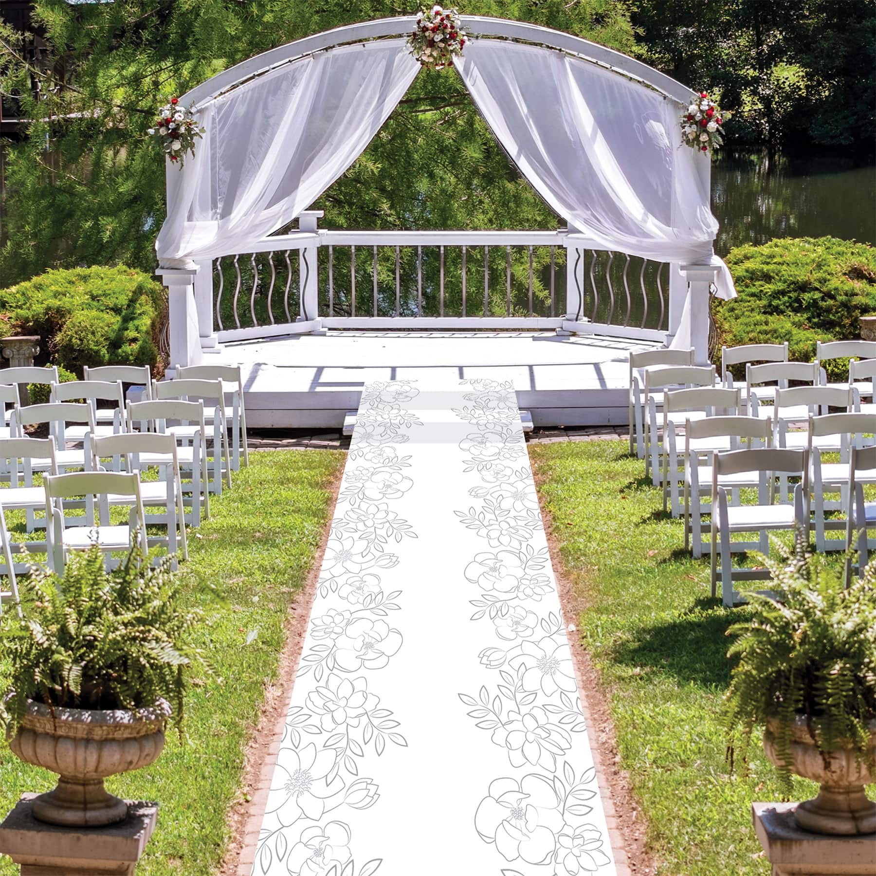 Beistle 10ft. White Floral Runner