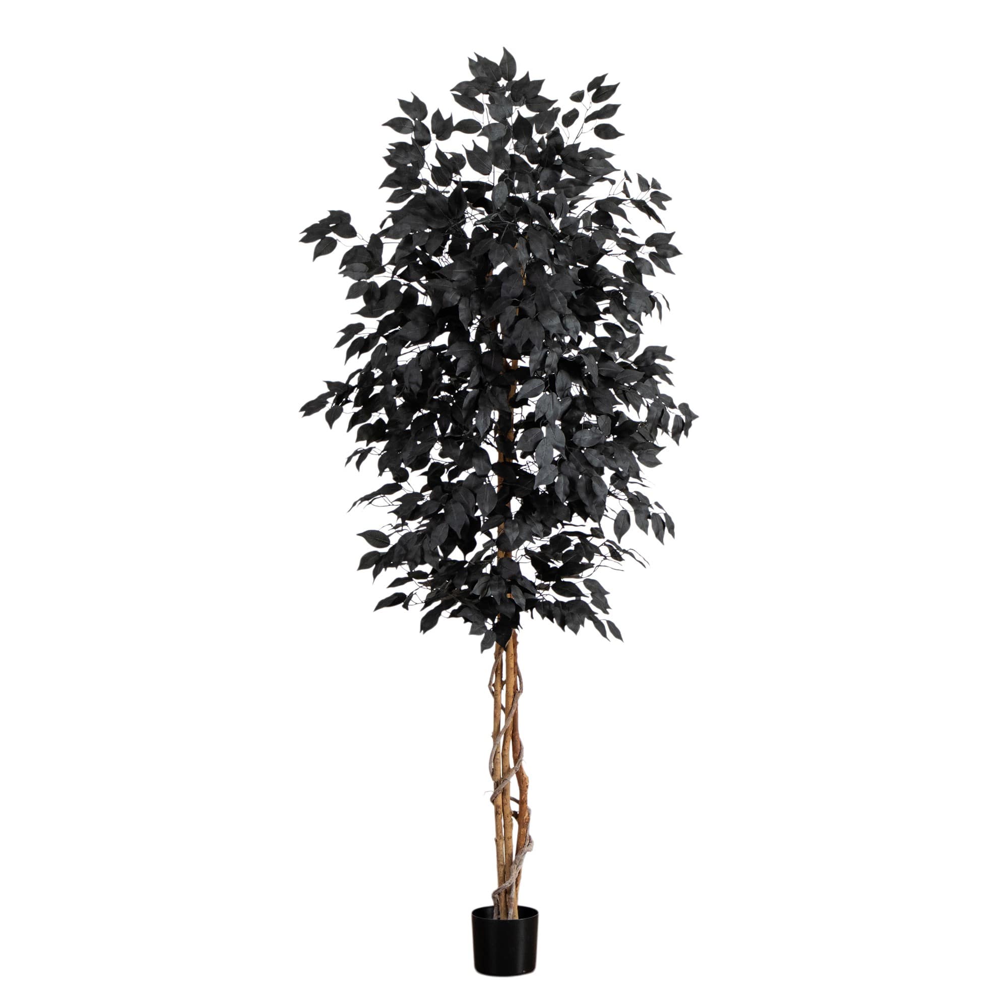 7ft. Artificial Halloween Black Ficus Tree with Natural Trunk