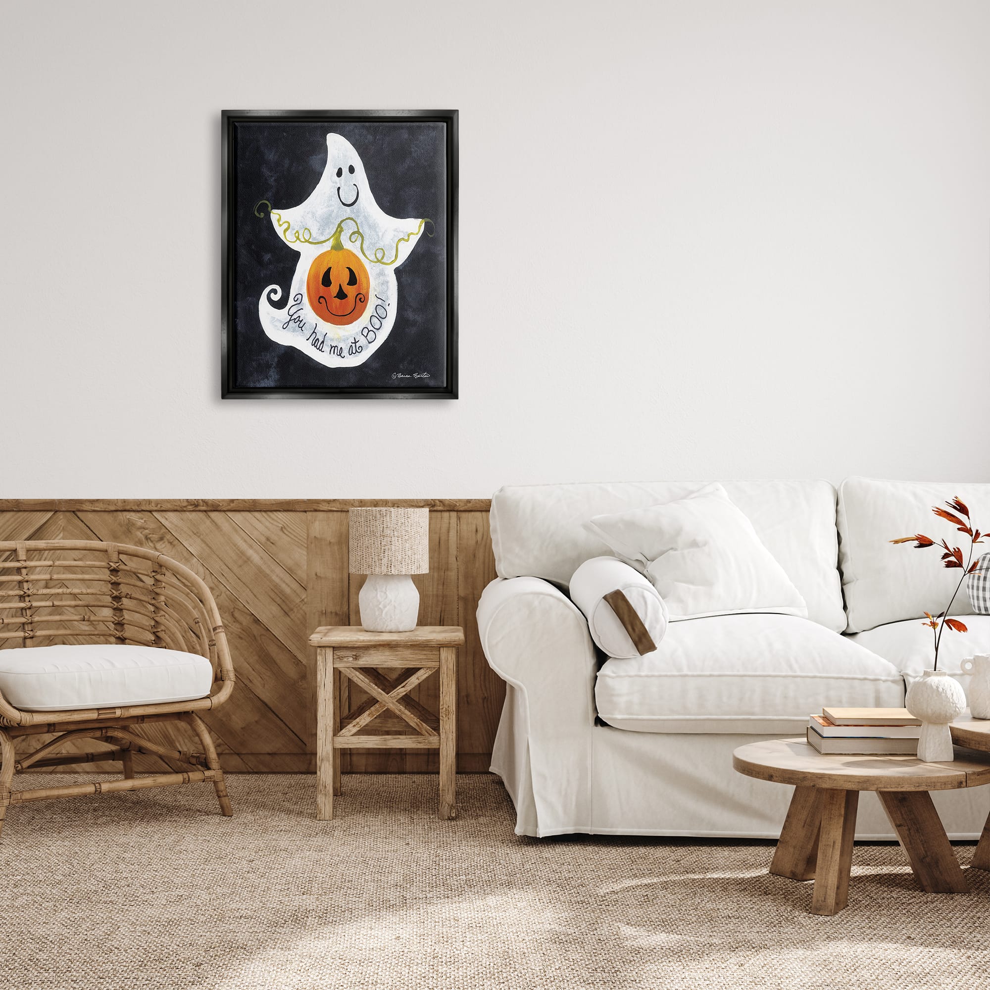 Stupell Industries You Had Me At Boo Ghost Framed Floater Canvas Wall Art