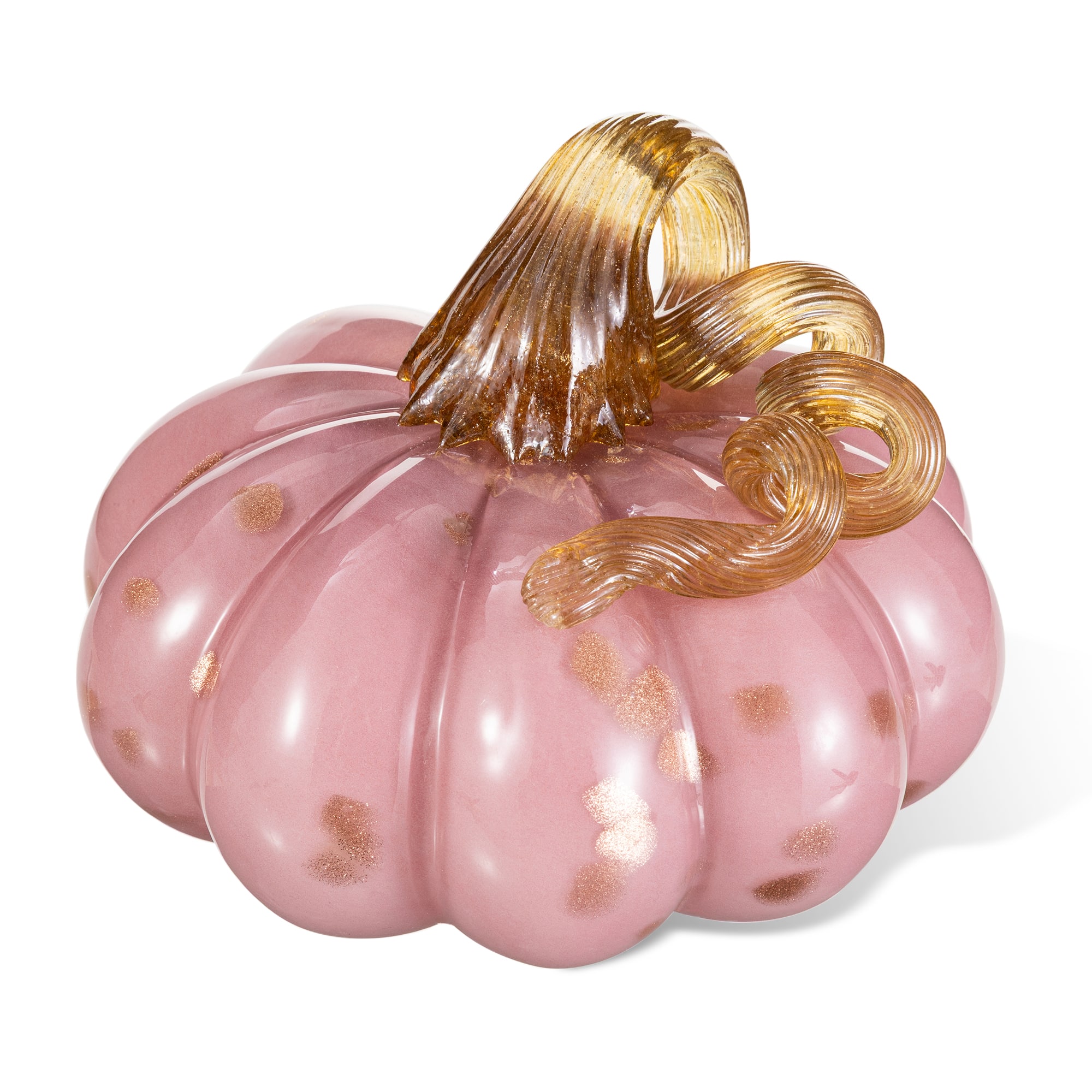 Glitzhome® 5.75" Pink Glass Pumpkin Fall Table Decor