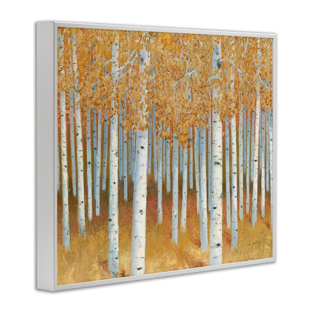Stupell Industries Autumn Leaves Birch Tree Landscape Rustic Forest Framed Giclee Art
