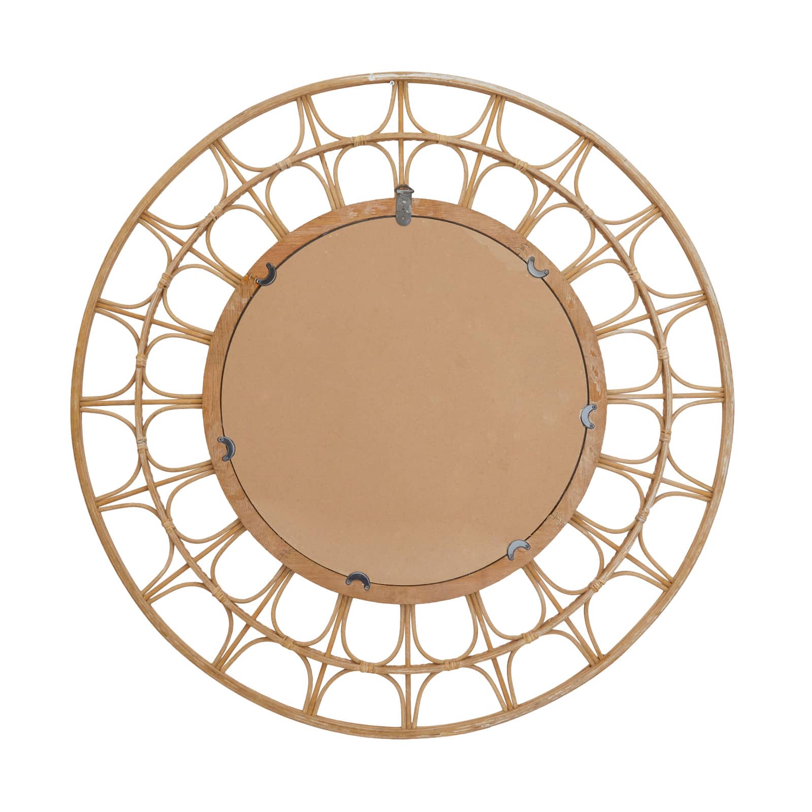 Brown Bamboo Bohemian Wall Mirror, 35" x 1" x 35"
