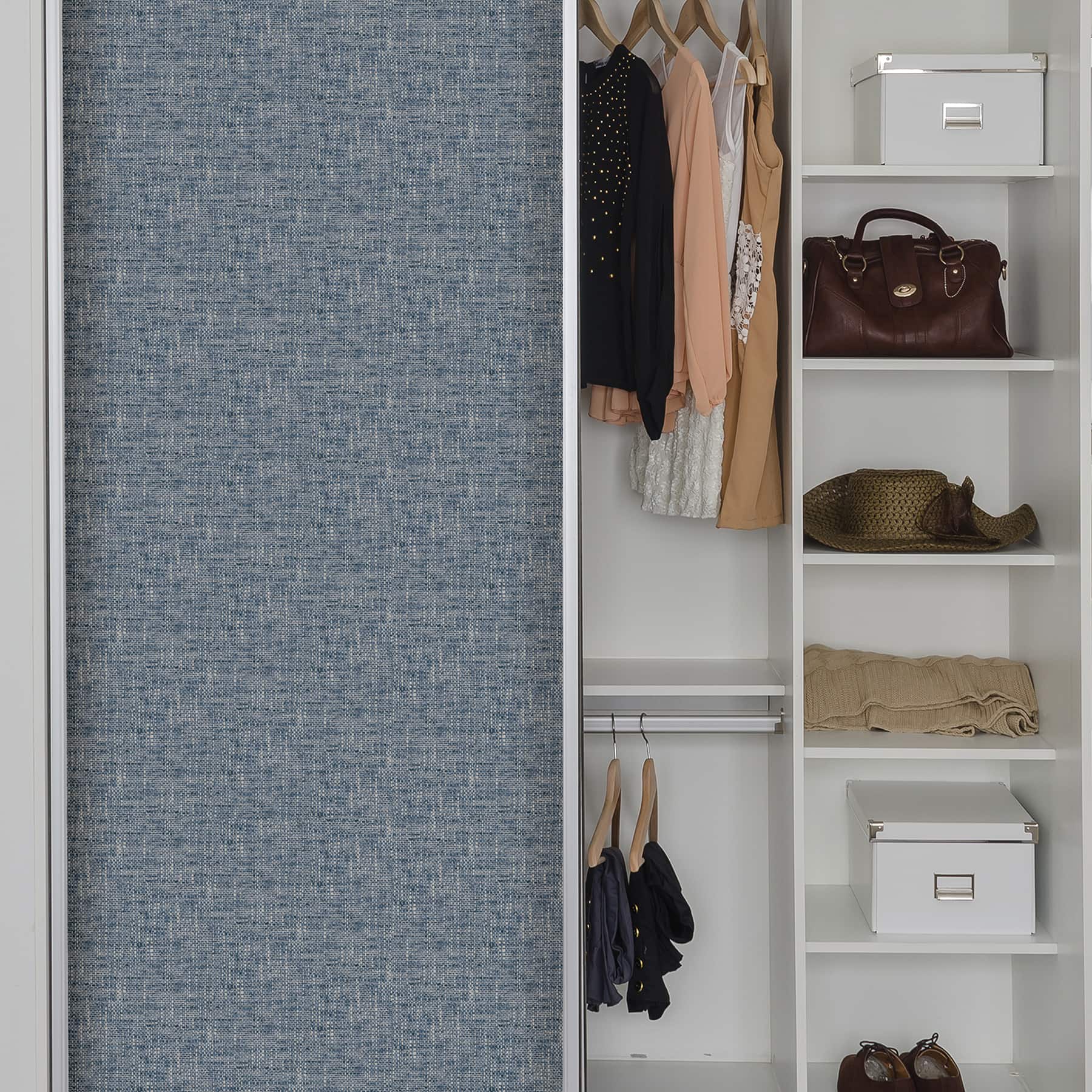 NuWallpaper Navy Poplin Texture Peel & Stick Wallpaper