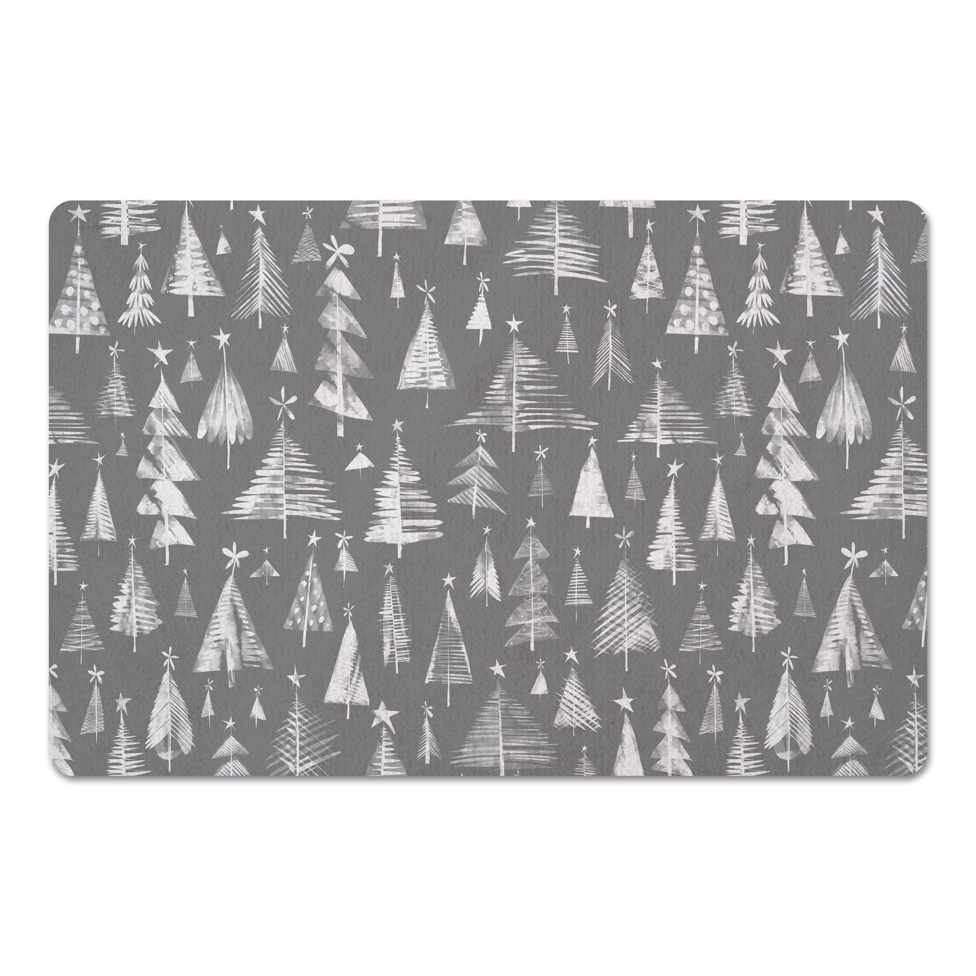 Gray Sketched Winter Trees Floor Mat