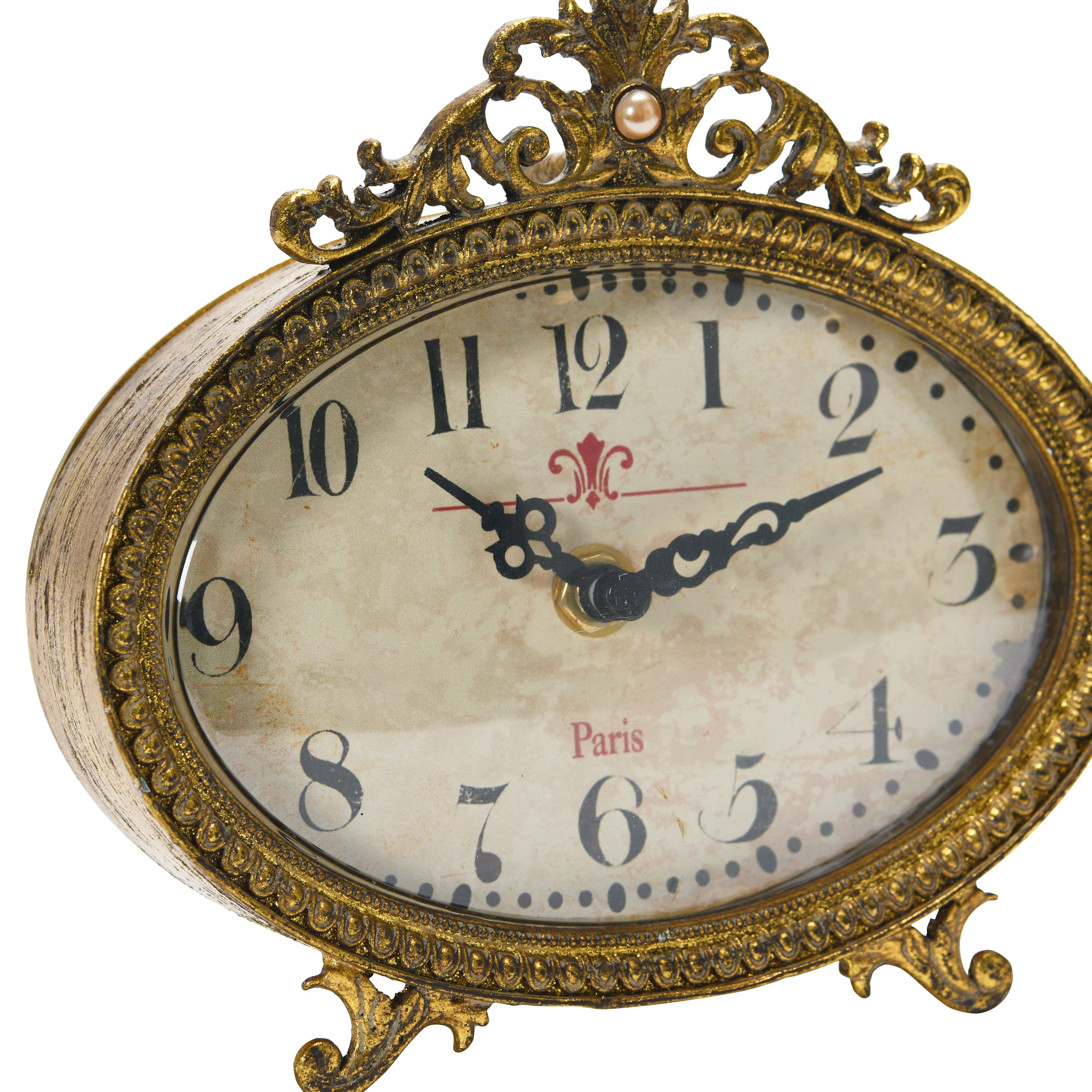 Hello Honey® 6.5" Distressed Pewter Mantel Clock