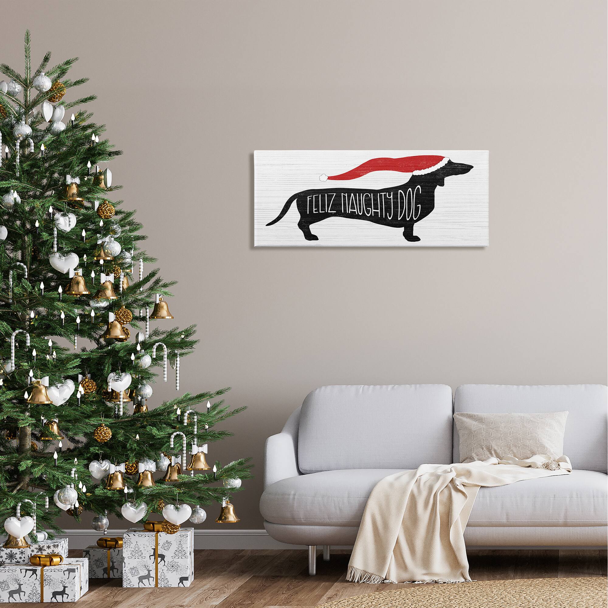 Stupell Industries Funny Feliz Naughty Dog Dachshund Canvas Wall Art