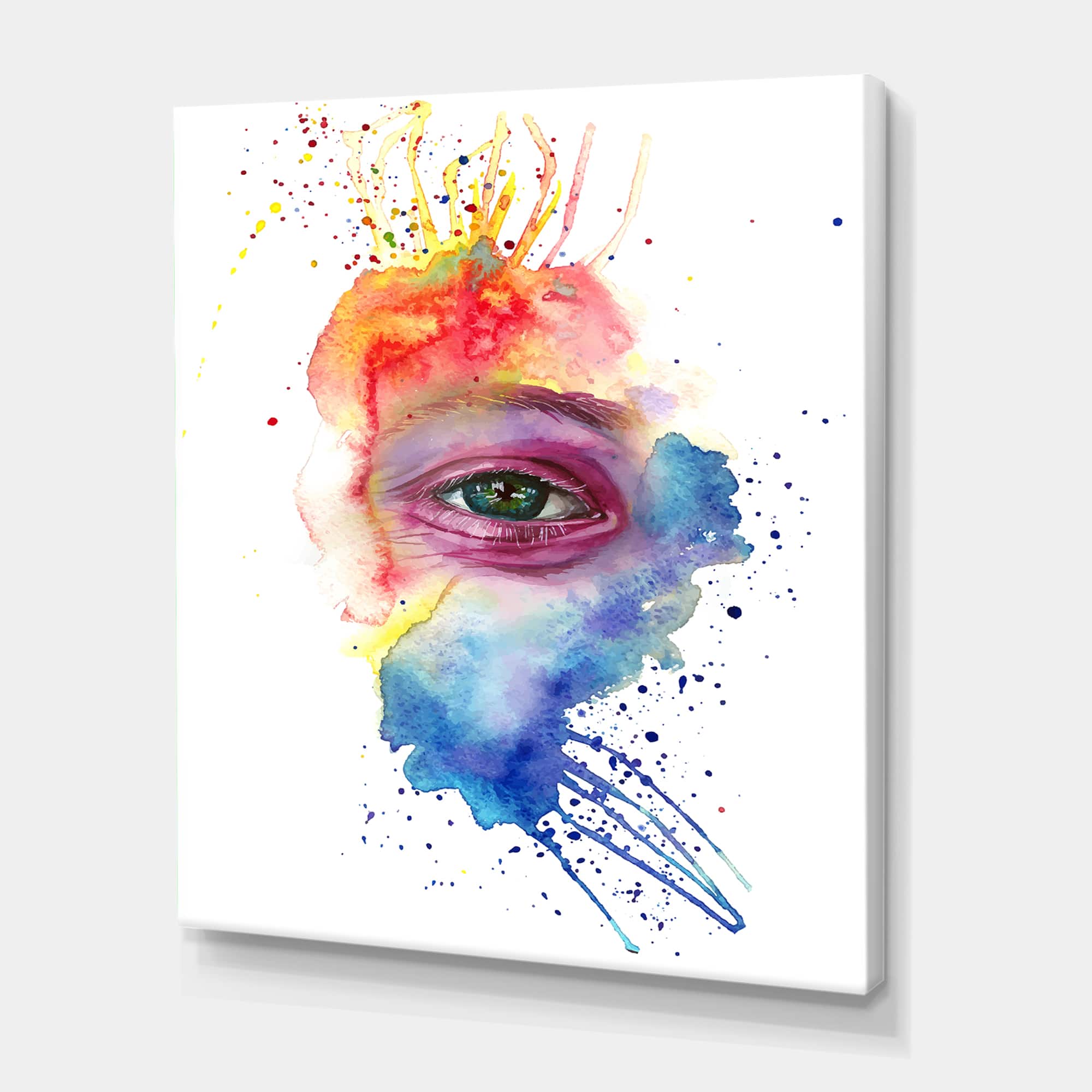 Designart - Detail of Eye In Multi-Colored Face Portrait - Bohemian & Eclectic Canvas Wall Art Print