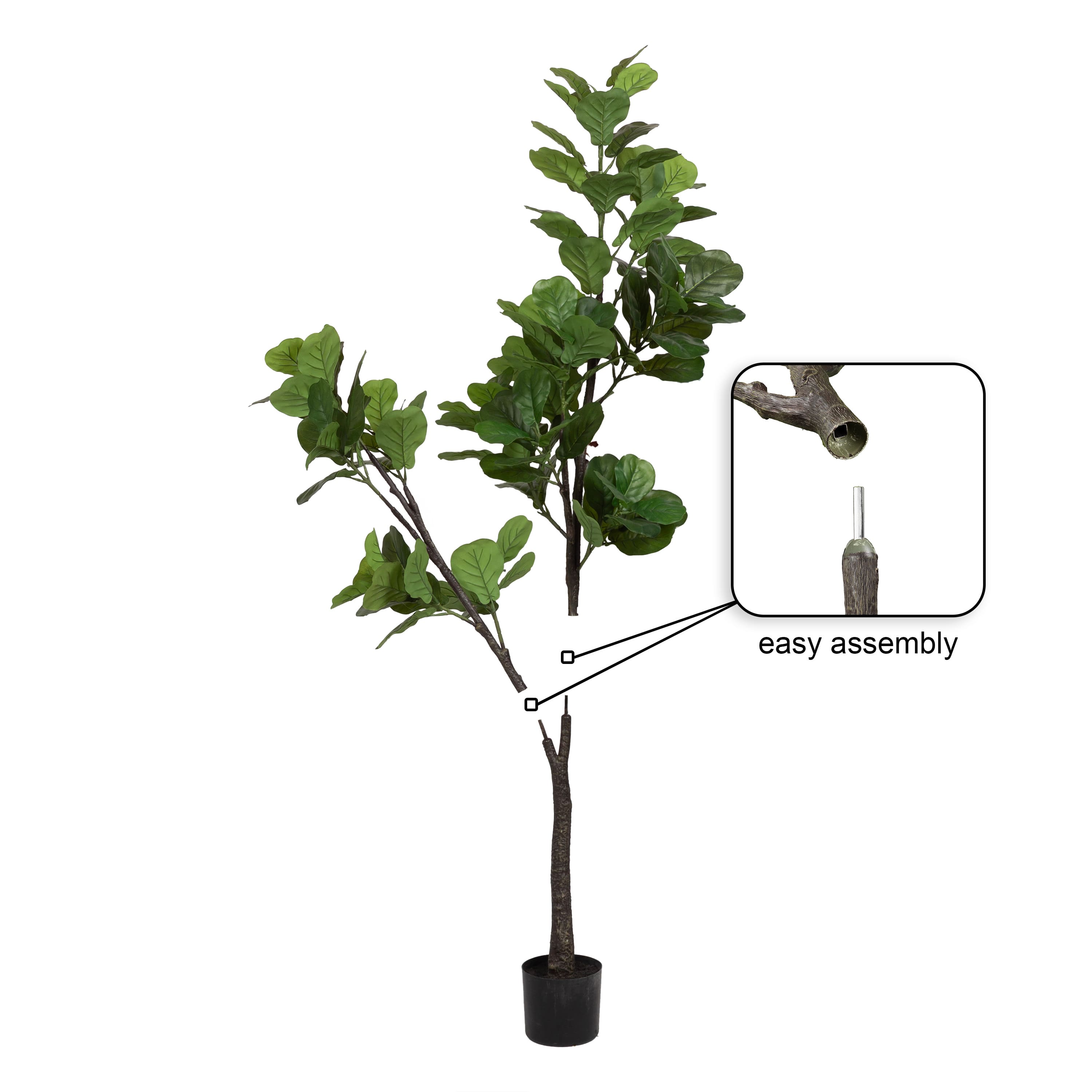 Kate and Laurel 6ft. Fidmont Faux Fiddle Fig Tree with White Planter