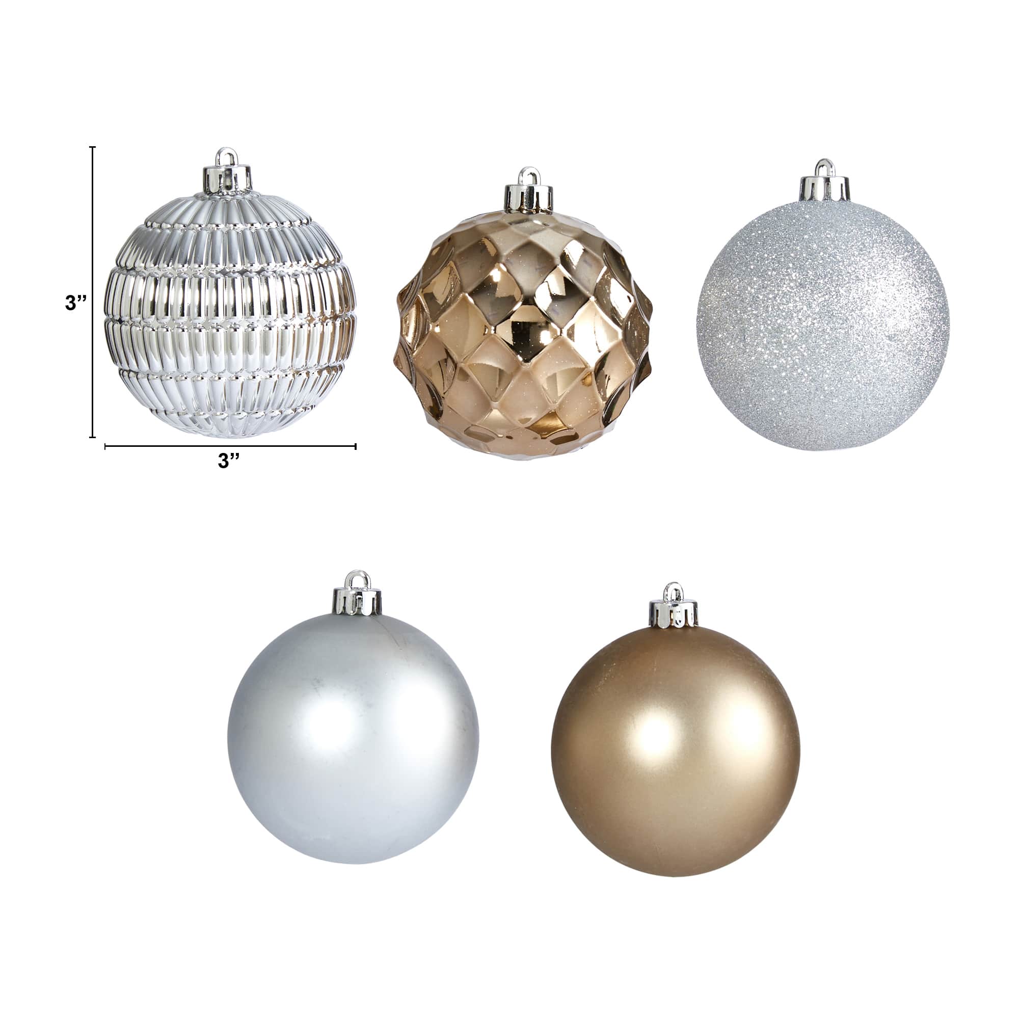 40ct. 3" Gold & Silver Shatterproof Ball Ornaments