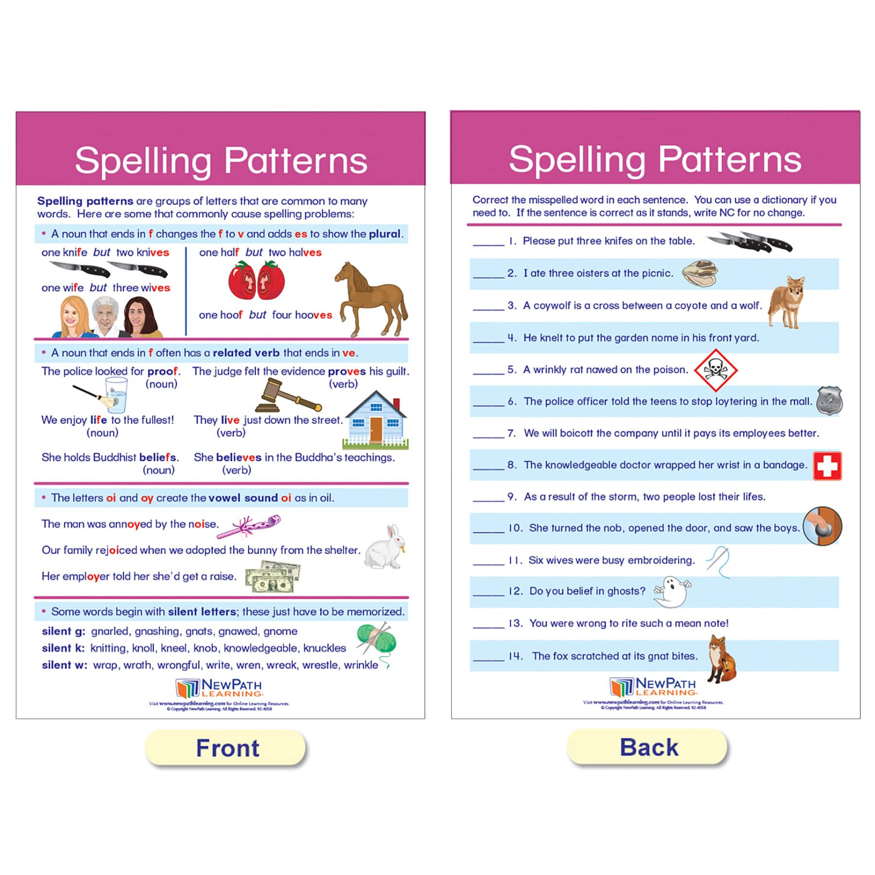 NewPath Learning® 18" x 12" Spelling Rules Bulletin Board Chart Set