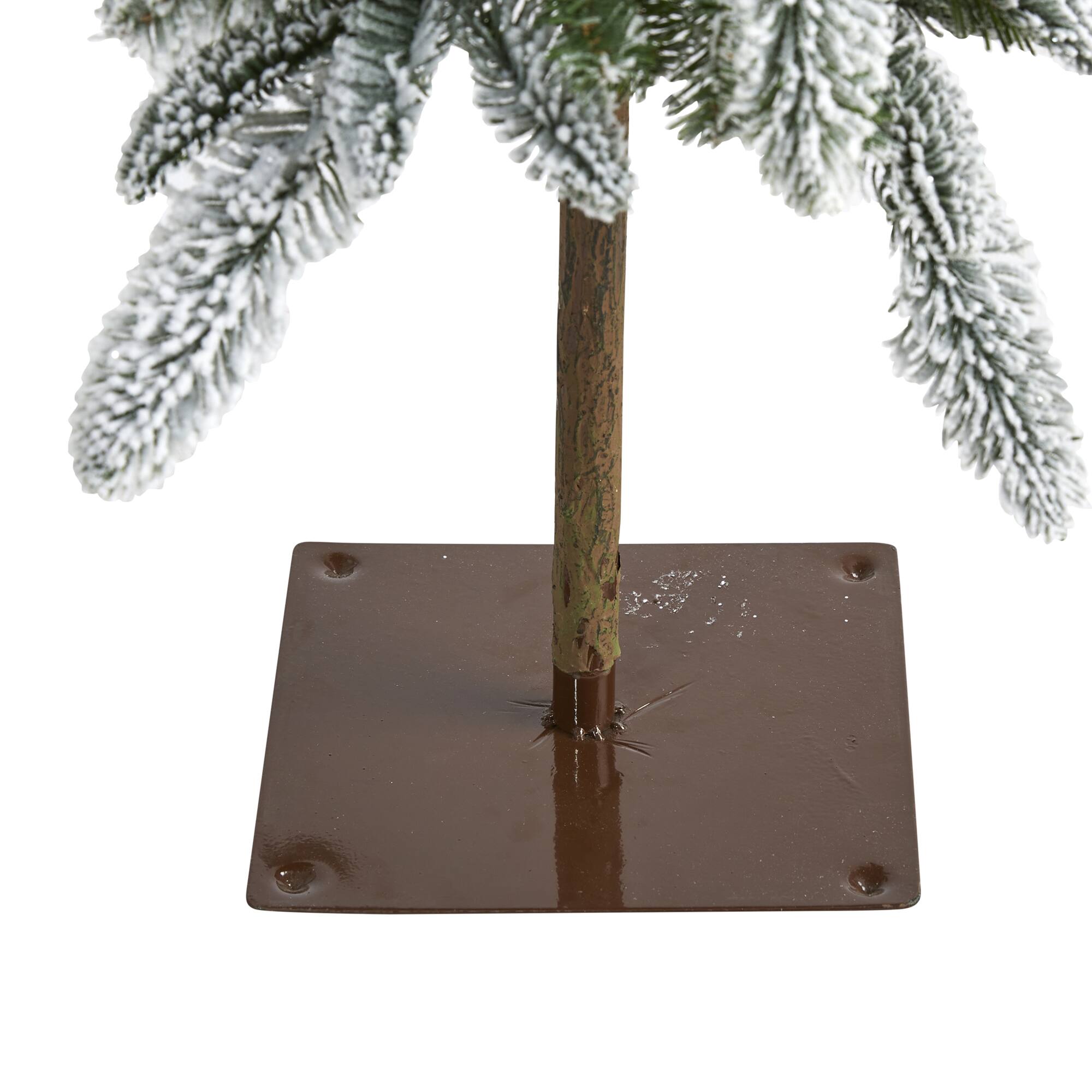 4.5ft. Pre-Lit Flocked Washington Alpine Artificial Christmas Tree, Warm White LED Lights