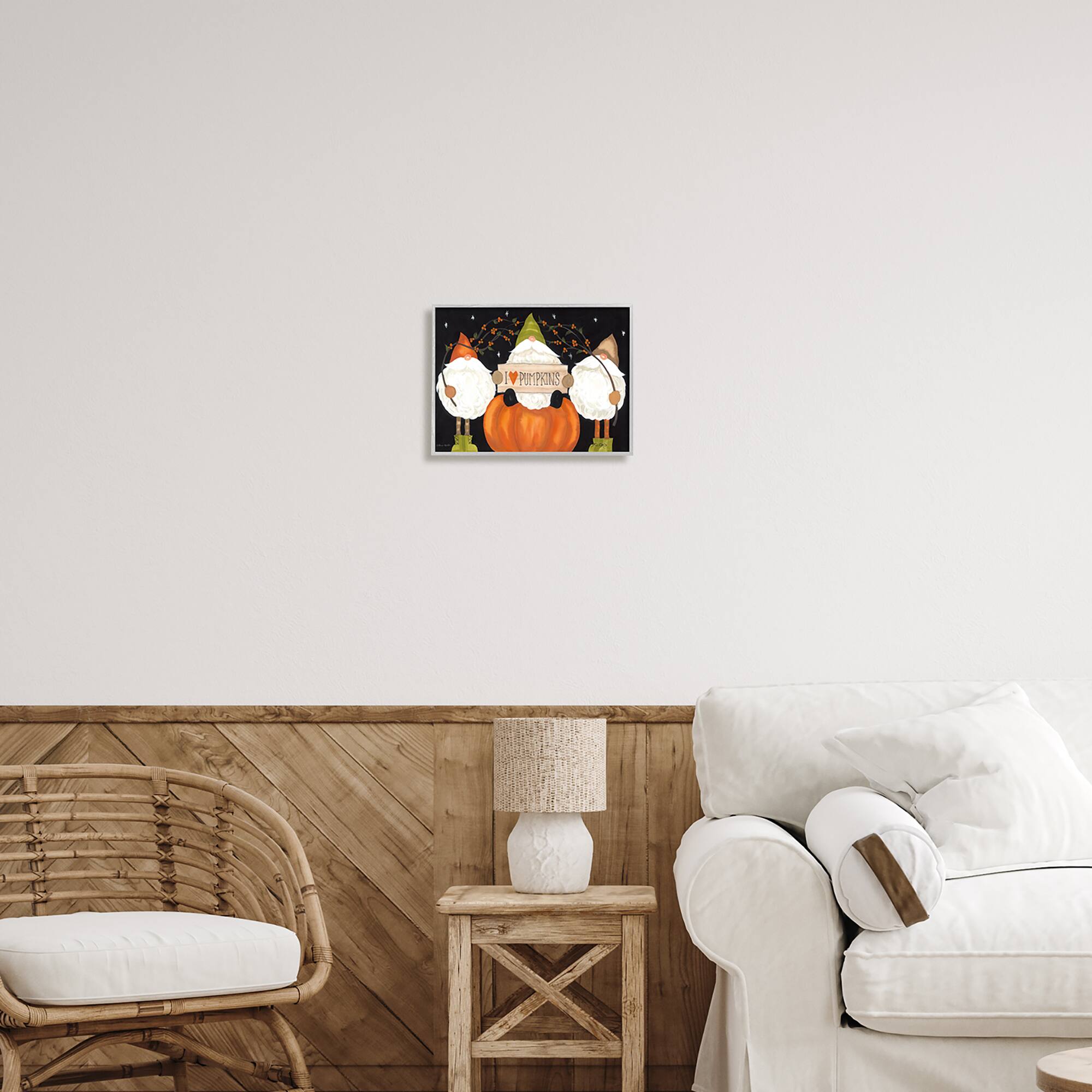 Stupell Industries I Love Pumpkins Seasonal Gnomes Framed Giclee Art