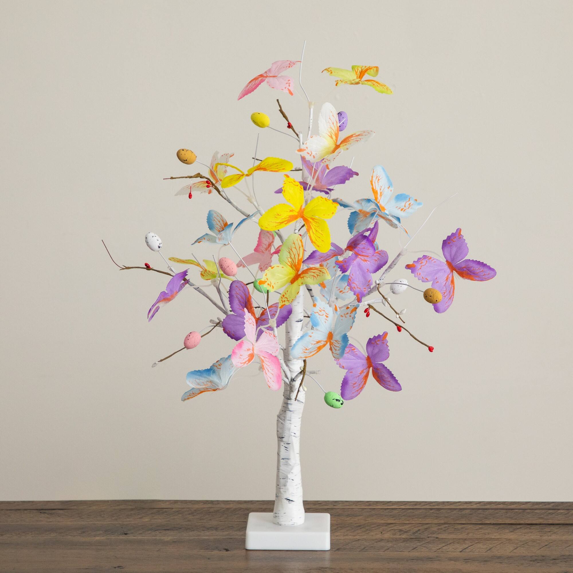 2ft. Pre-Lit Artificial Butterfly Twig Tree with 24 Warm White LED Lights