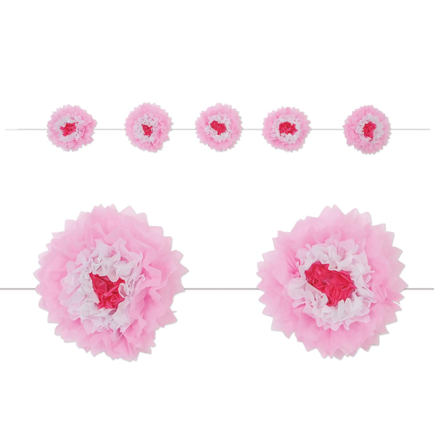 Beistle 8ft. Pink Tissue Flower Garland