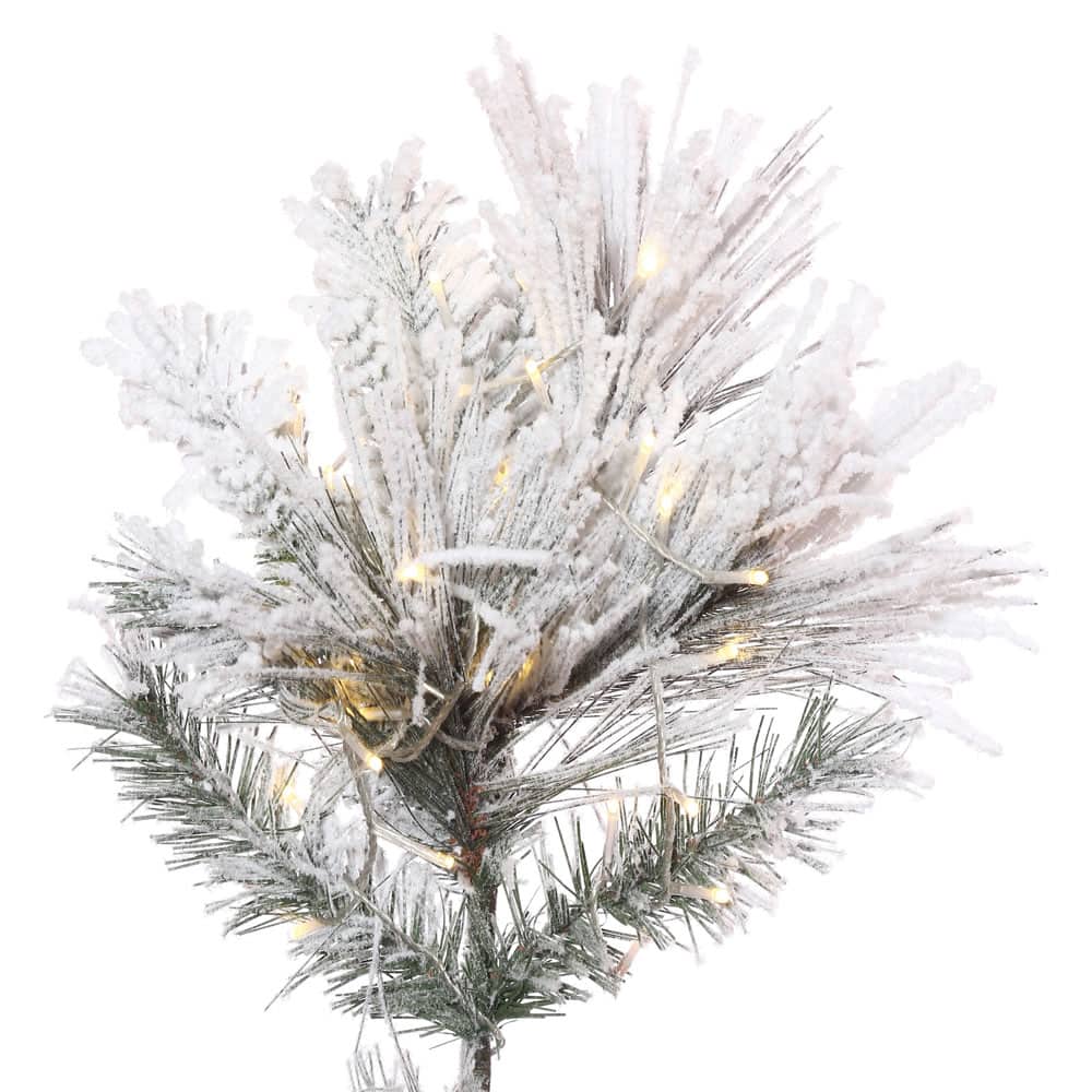 5.5ft. Pre-Lit Flocked Atka Slim Artificial Christmas Tree, Warm White LED Lights