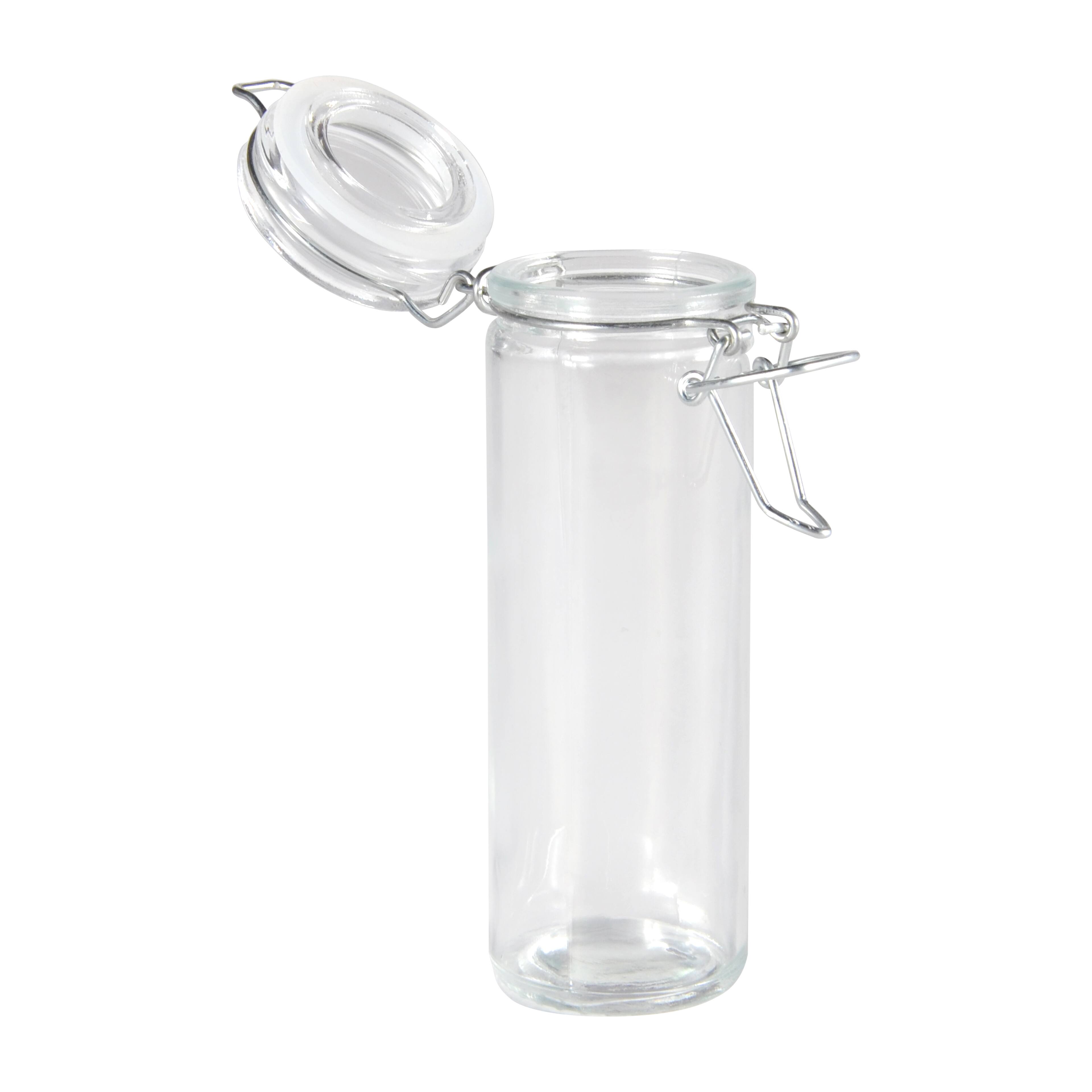 24 Pack: 3.8oz. Clear Glass Cylinder Jar with Latched Lid by Ashland®