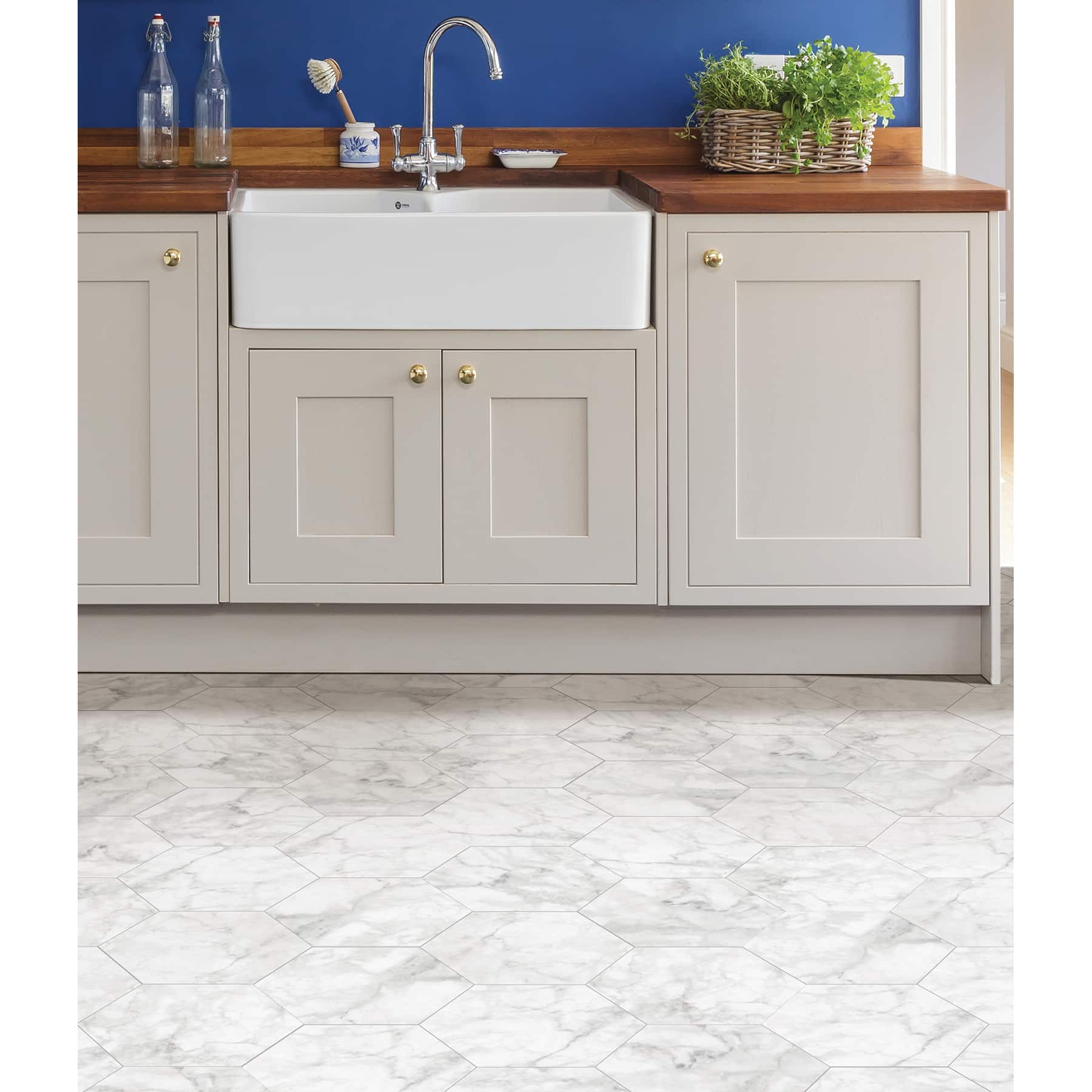 FloorPops Milena Peel & Stick Hexagon Floor Tiles