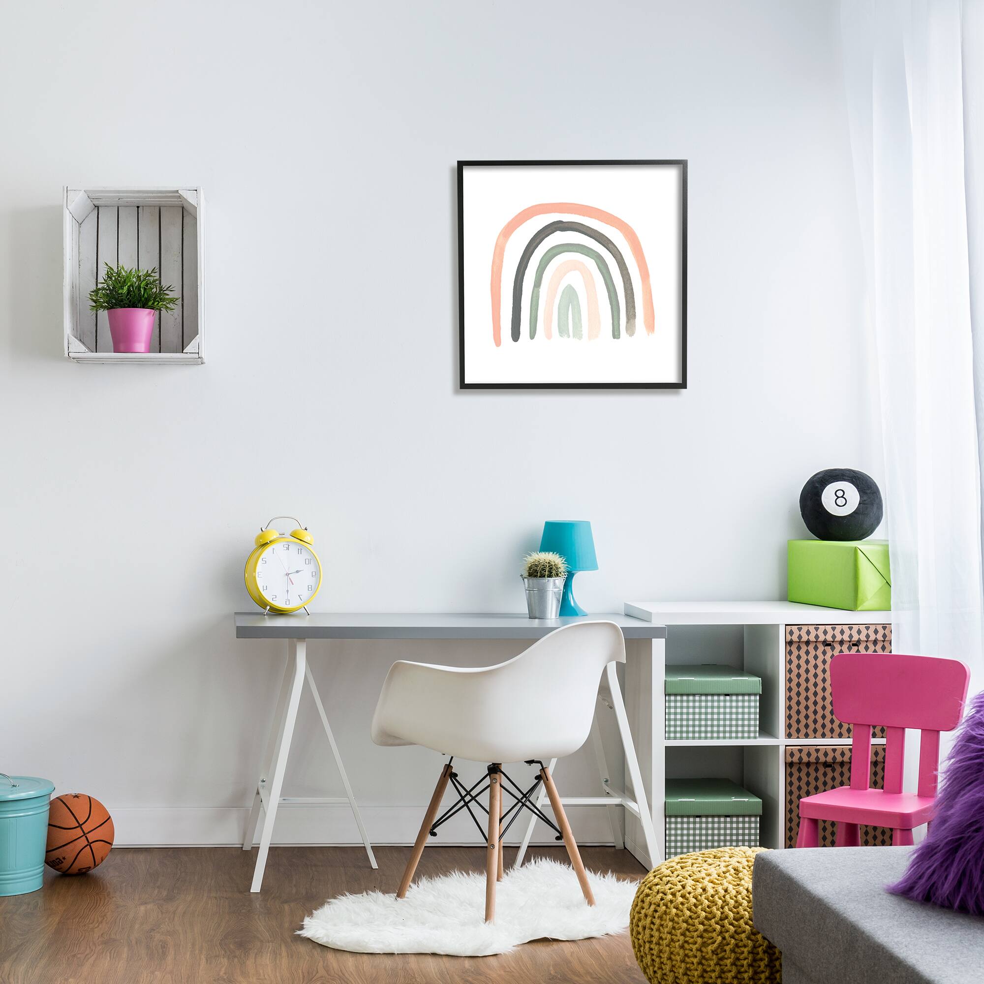 Stupell Industries Sweet Rainbow Arches Soft Green Pink Pastels in Frame Wall Art