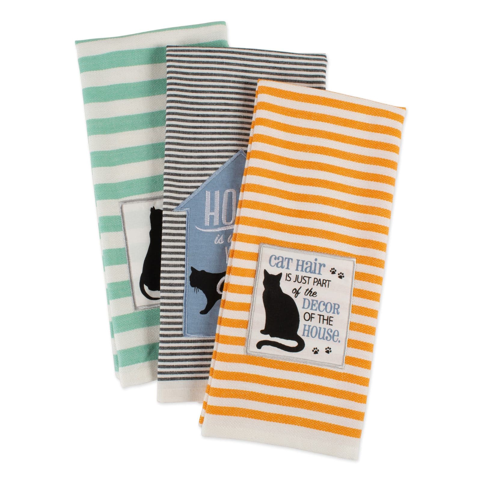 DII® Cats Meow Embellished Dishtowel Set