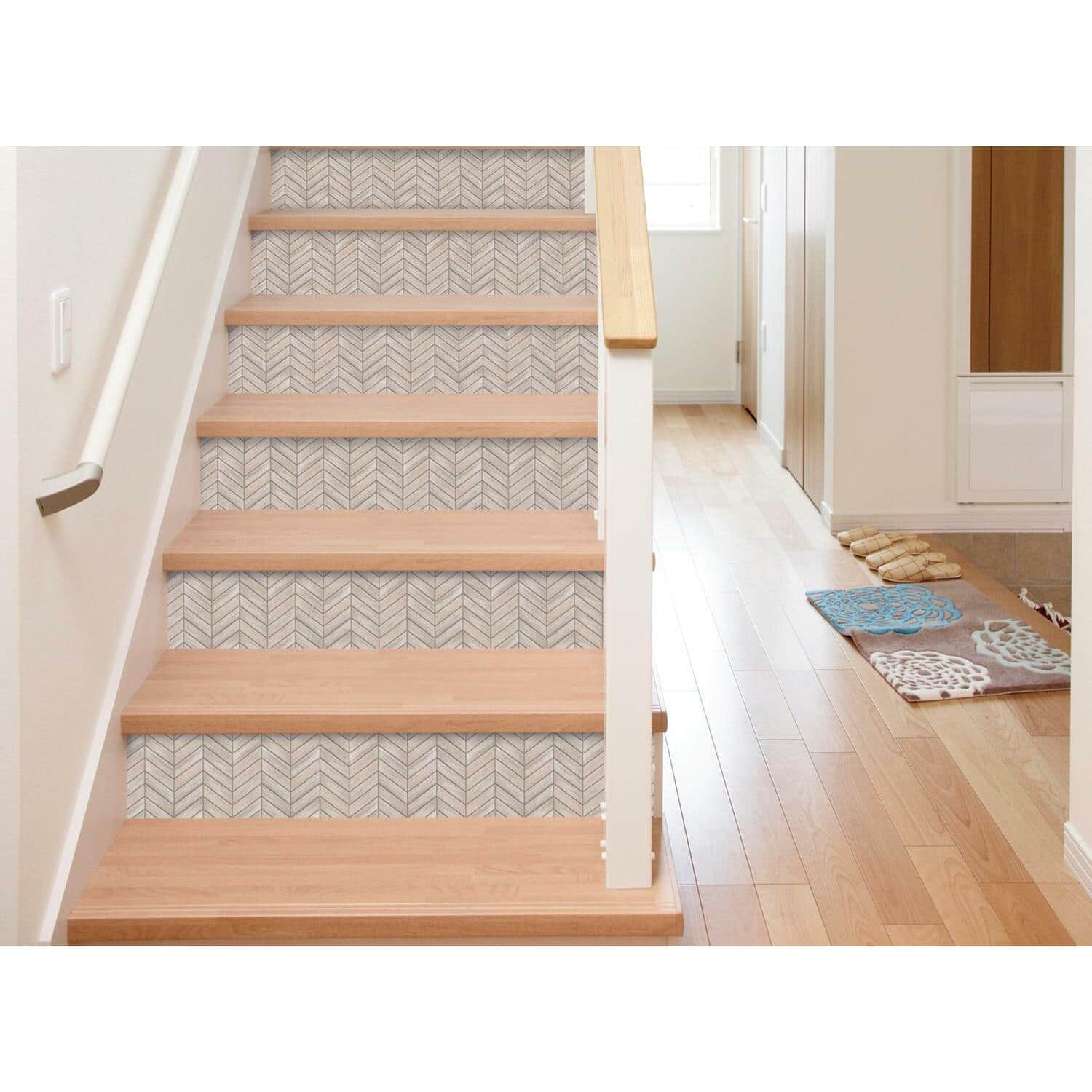 RoomMates Chevron Distressed Wood Backsplash StickTiles