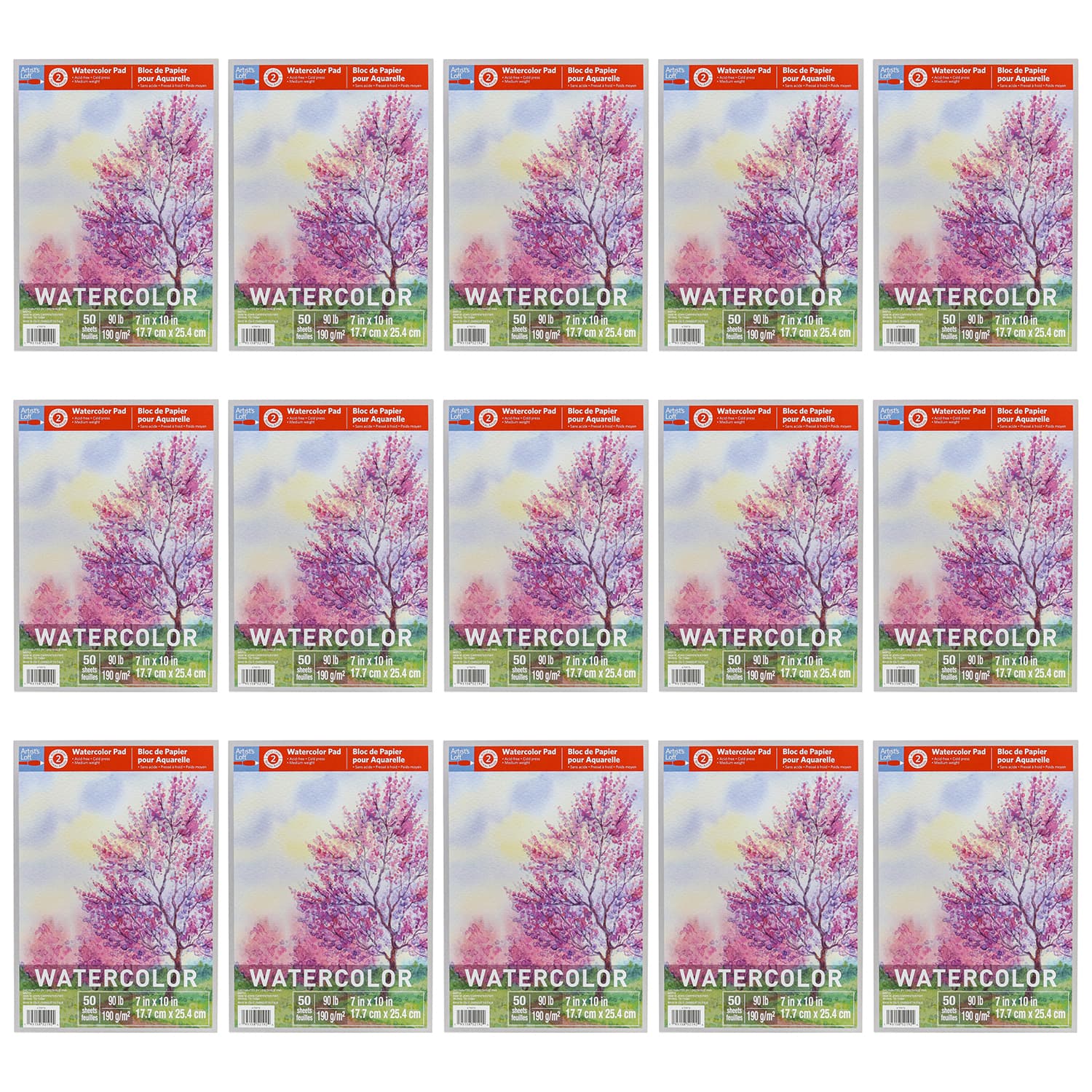 15 Pack: Watercolor Pad by Artist's Loft™, 7" x 10"