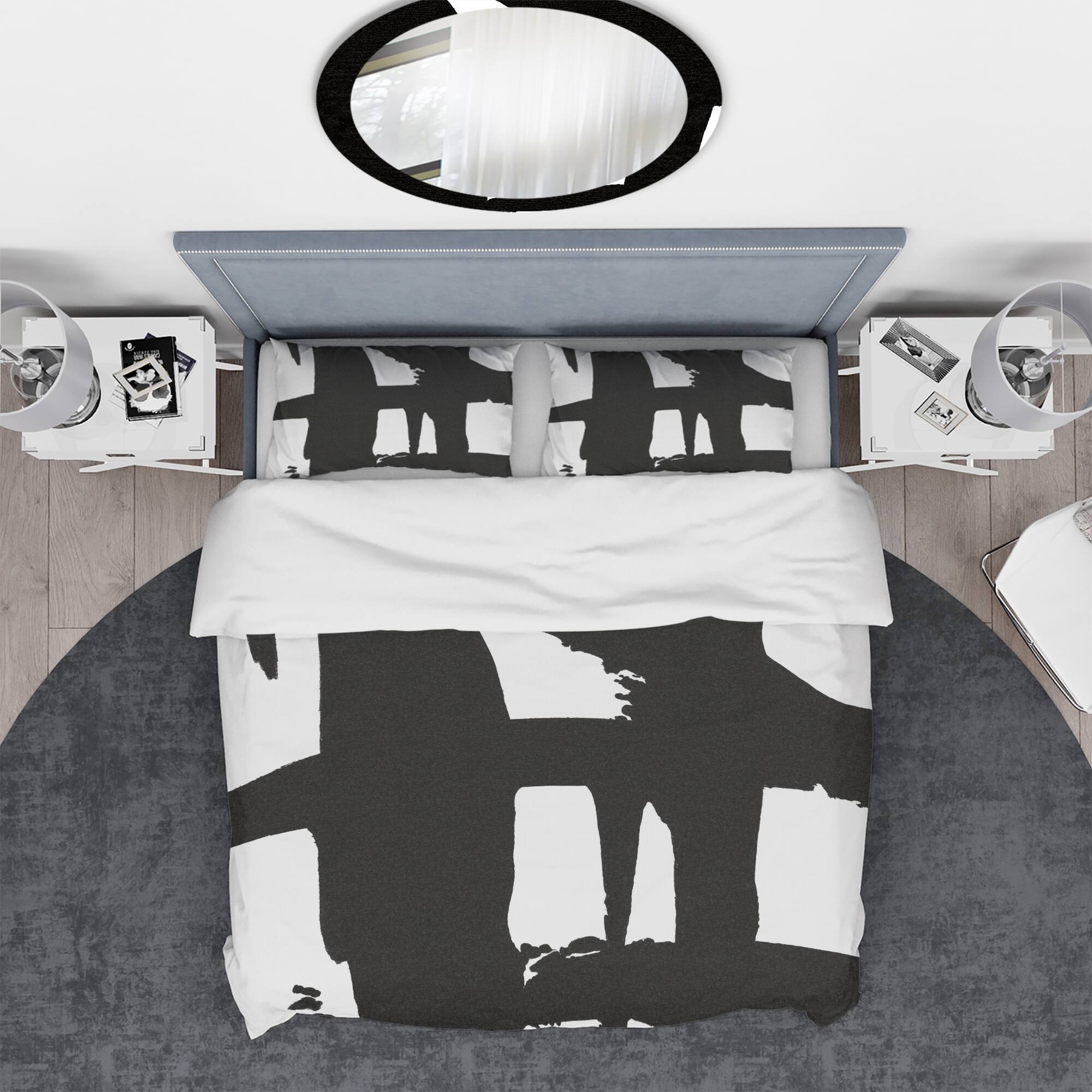 Designart 'Black & White Crossing Paths II' Geometric Bedding Set