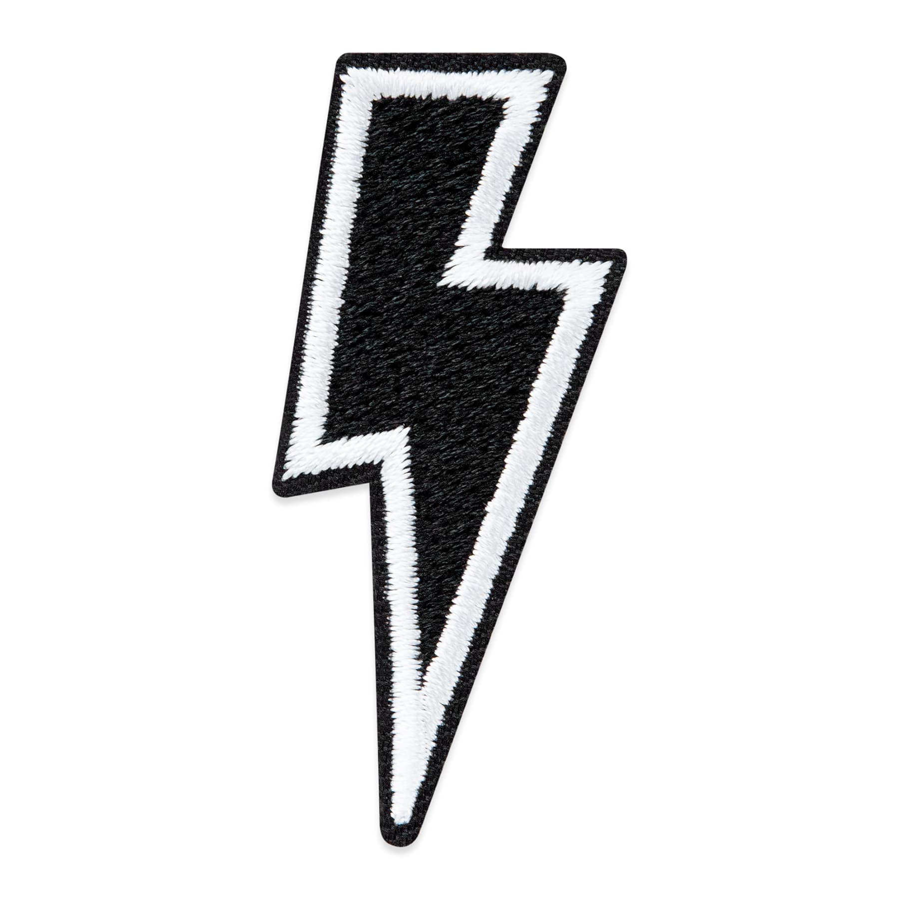 Black Embroidered Lightning Bolt Iron-On & Adhesive Patch by Make Market®