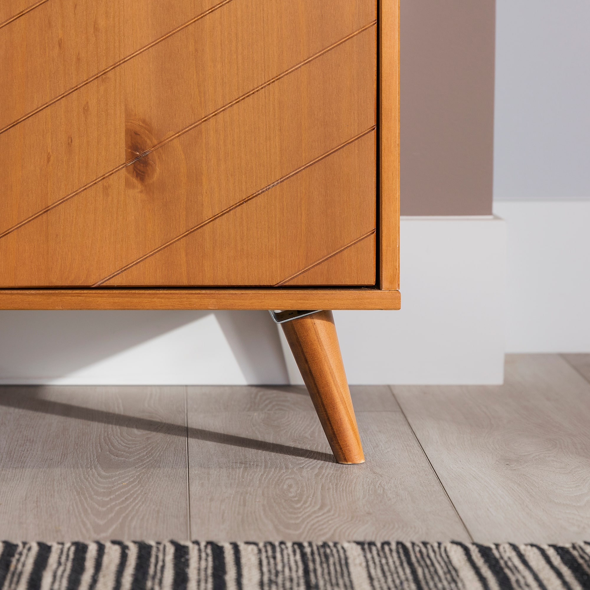 Walker Edison Caramel Chevron 2 Door Accent Cabinet