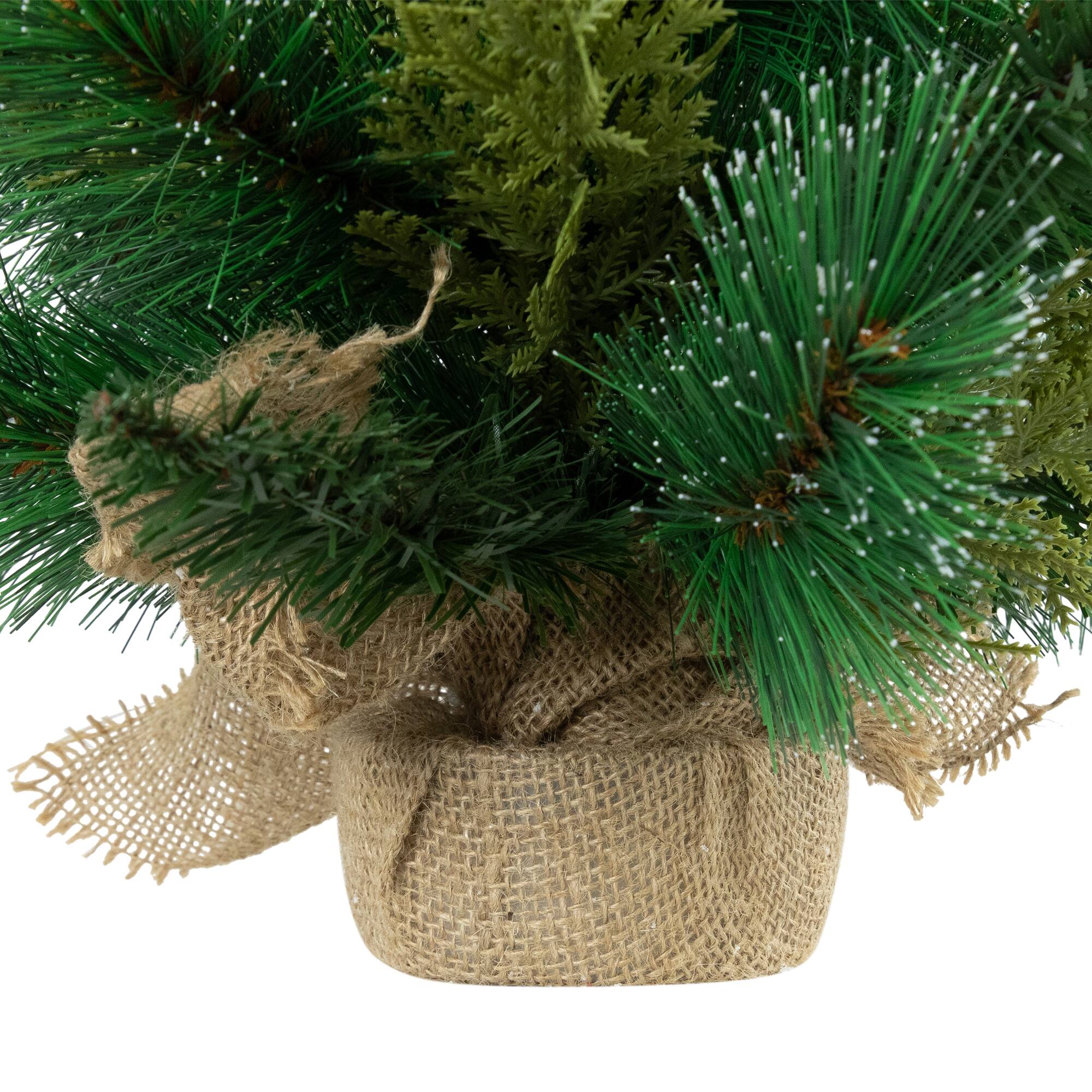 25" Unlit Spruce Pine Needle Artificial Christmas Tree in Burlap Base
