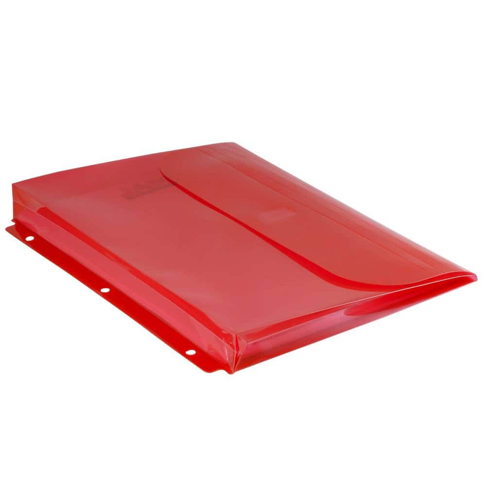 JAM Paper 9.5" x 11.5" Hook & Loop Closure 3-Hole Punch Plastic Envelopes