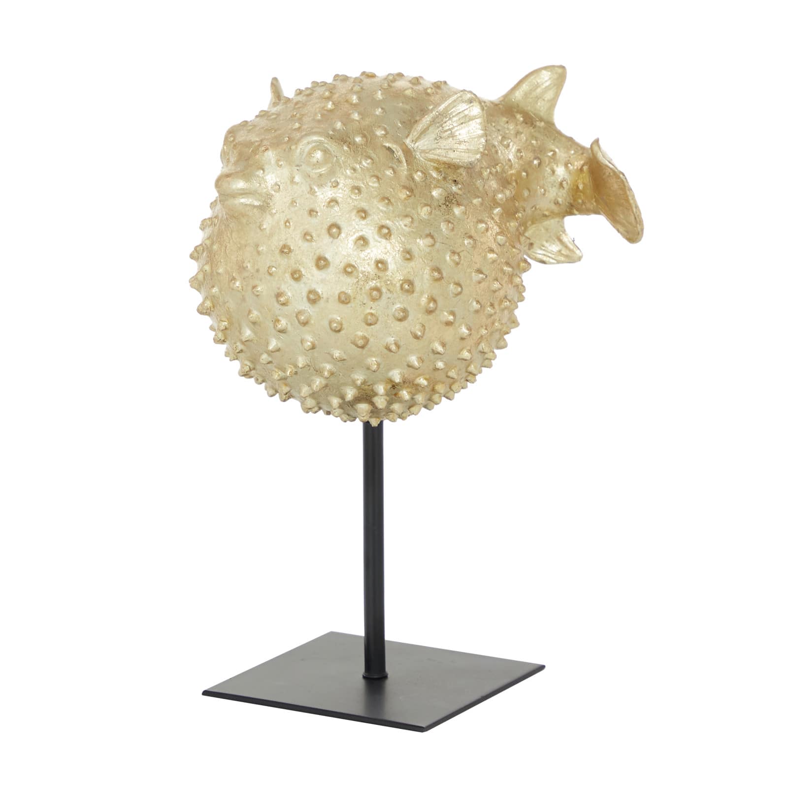 Gold Polyresin Coastal Fish Sculpture, 9" x 7" x 5"