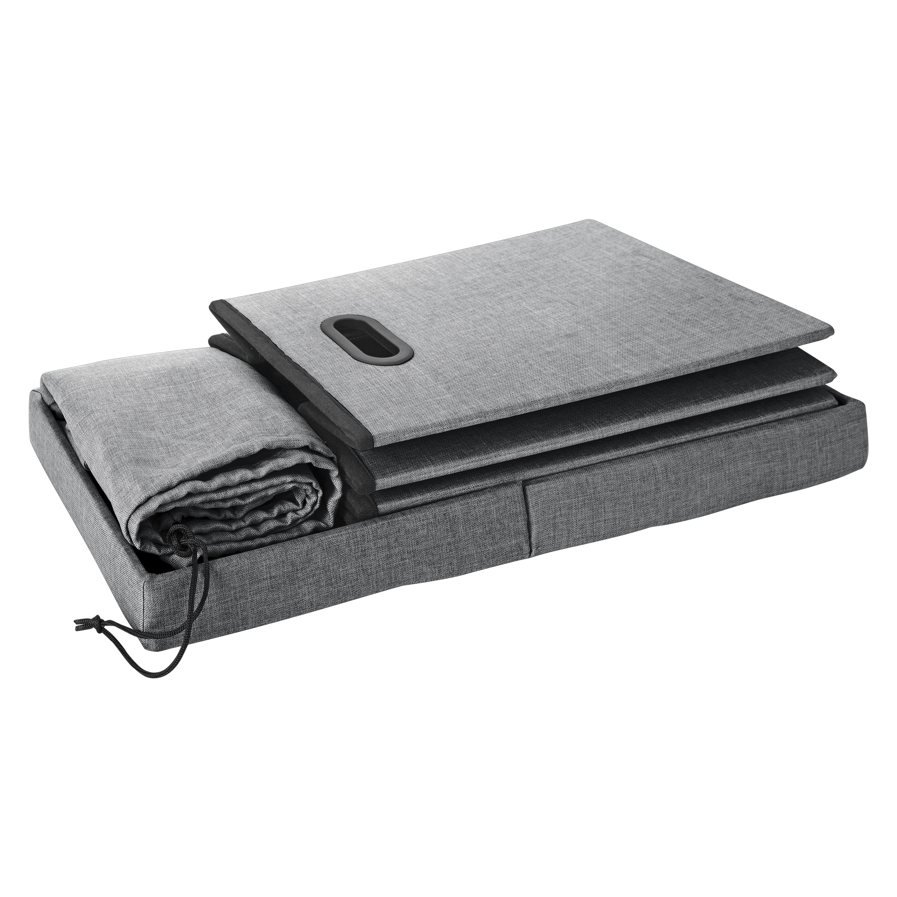 Simplify Gray Collapsible Flip Top Hamper Ottoman