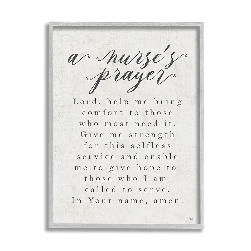 Stupell Industries A Nurse's Prayer Inspirational Office Faith Framed Wall Art