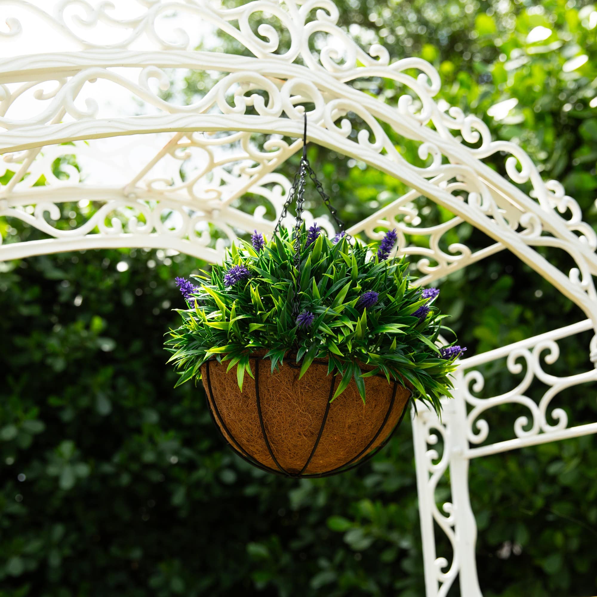 18in. UV Resistant Artificial Lavender Hanging Basket (Indoor/Outdoor)