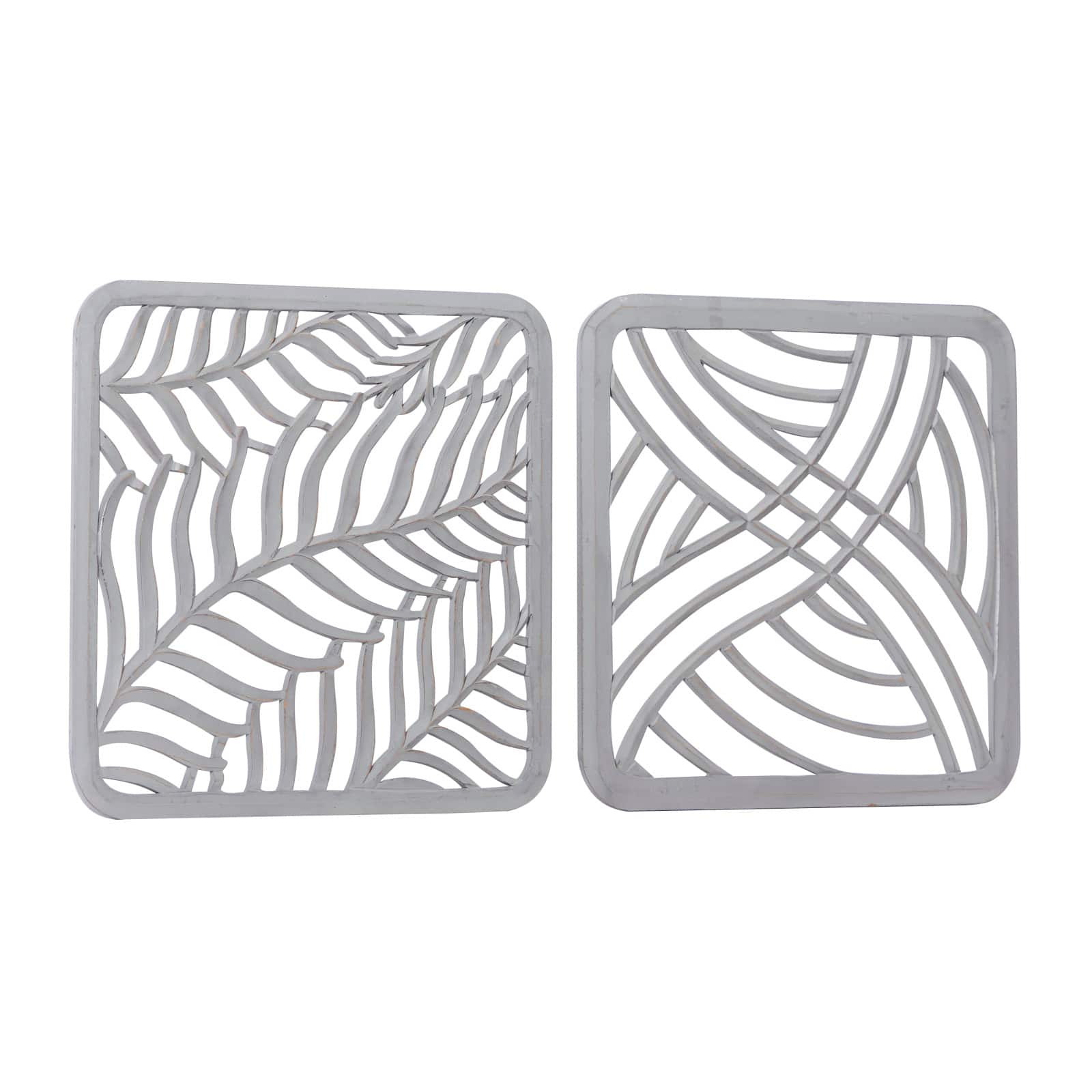 24" Gray Wood Eclectic Abstract Wall Décor Set