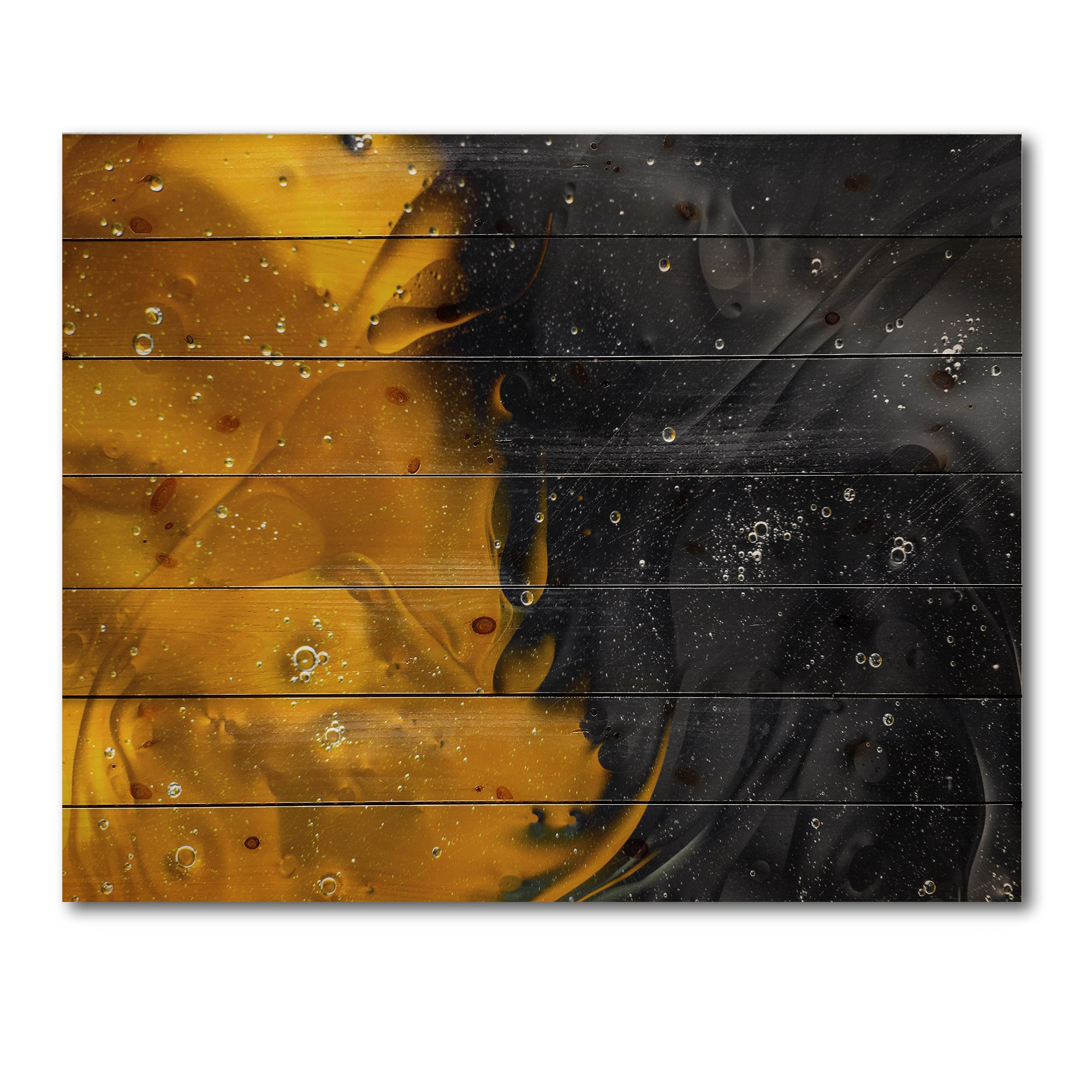 Designart - Marriage of Yellow and Black - Modern Print on Natural Pine Wood