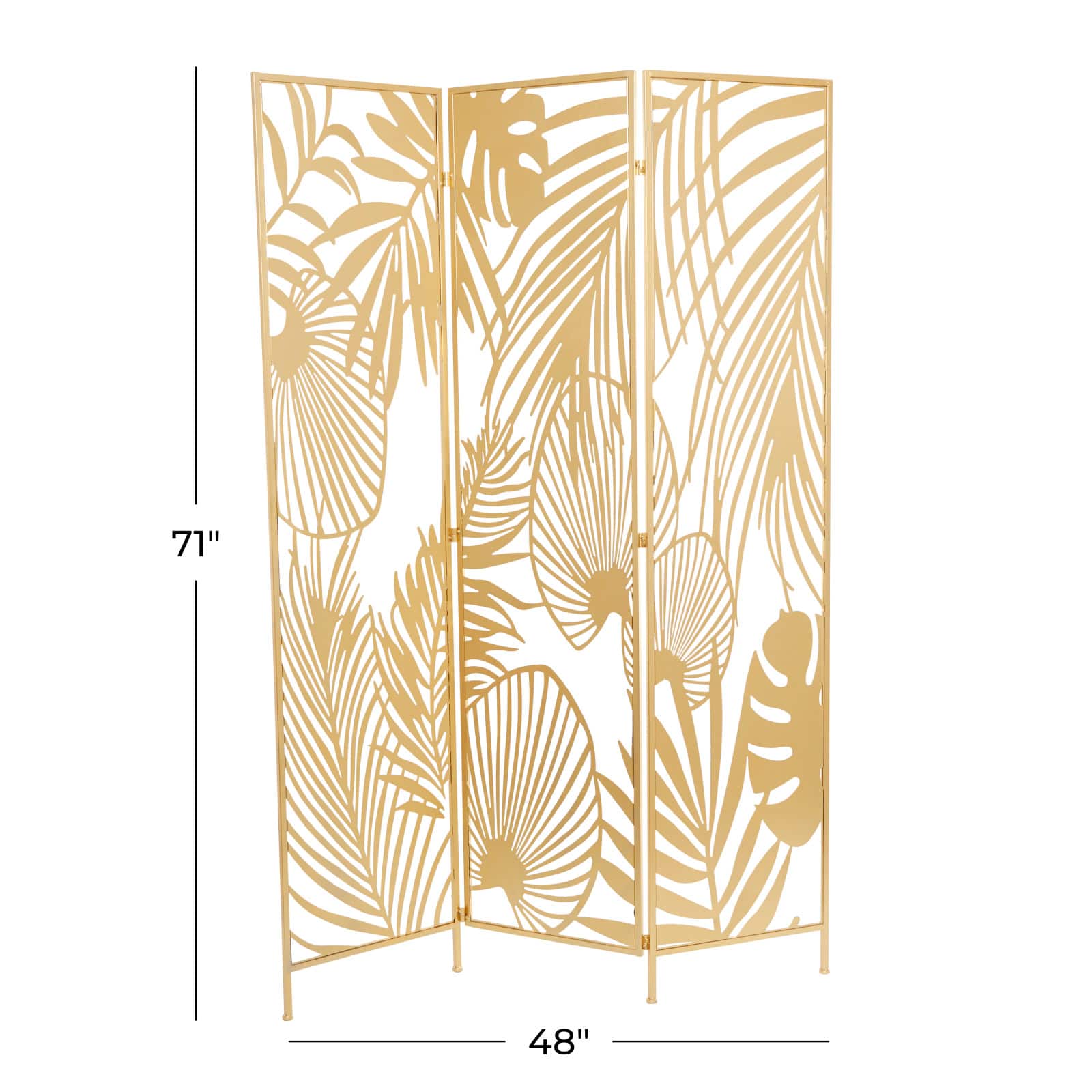 Gold Iron Glam Room Divider Screen, 71" x 48" x 1"