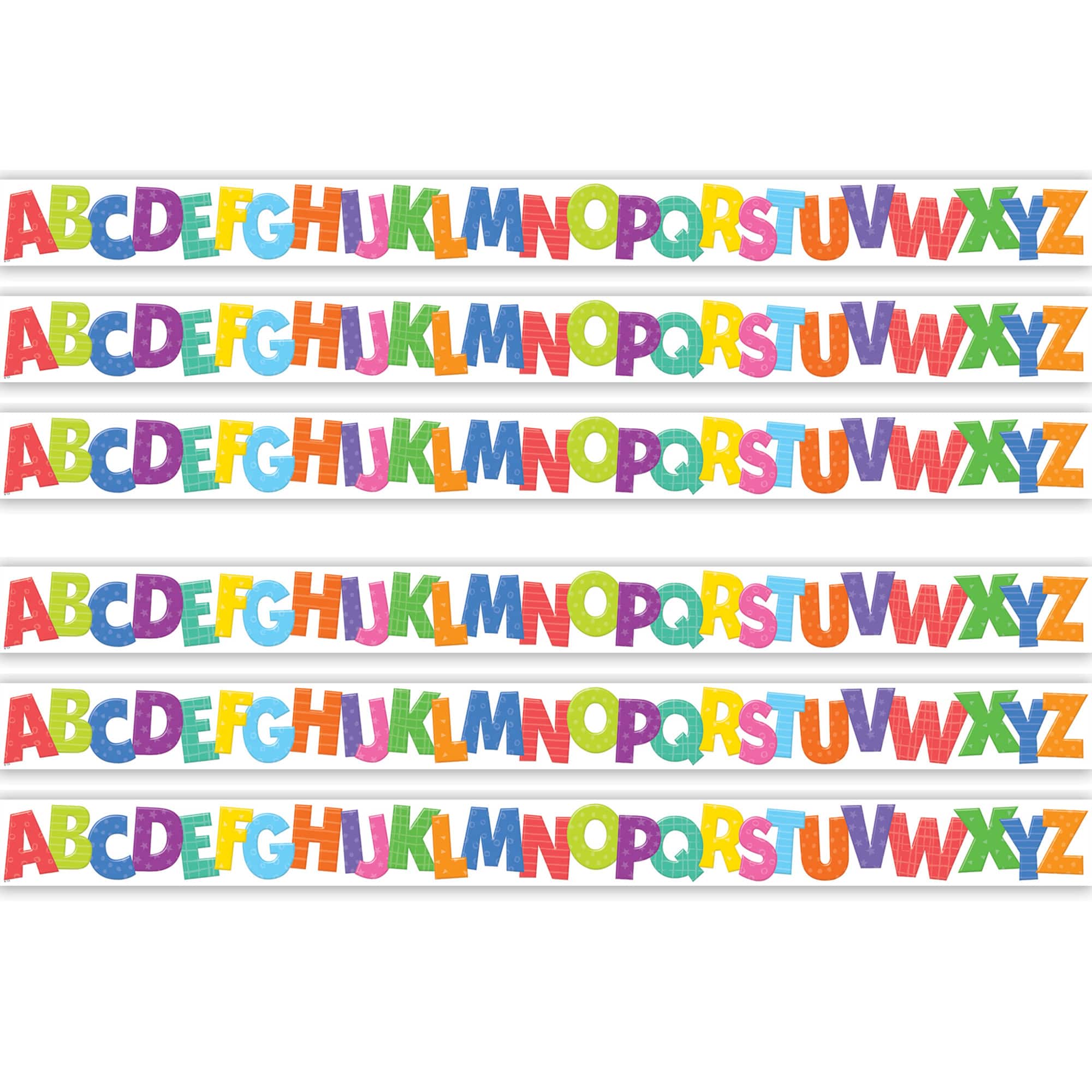 Teacher Created Resources® Colorful Alphabet Die-Cut Border Trim, 6 Packs of 12