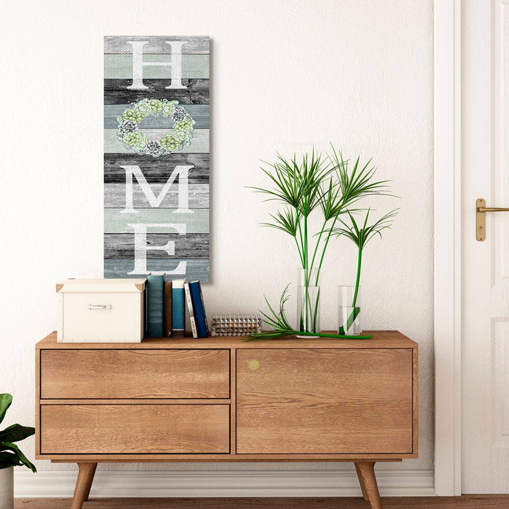 Stupell Industries Succulent Wreath Welcome Home Sign Green Black Canvas Wall Art