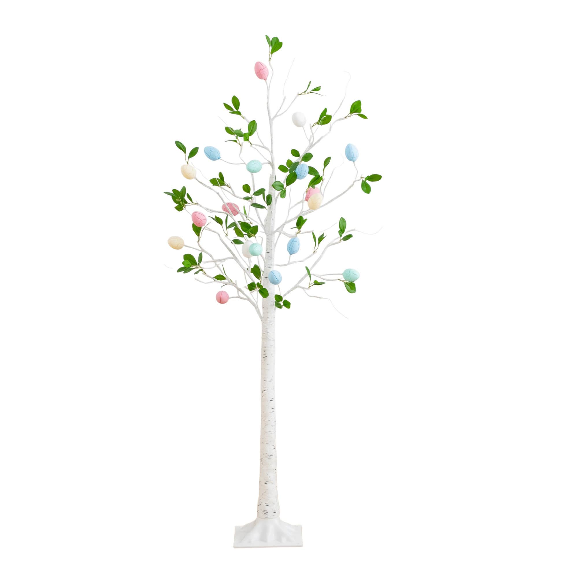 5ft. Pre-Lit Artificial Blooming Easter Egg Twig Tree with 72 Warm White LED Lights
