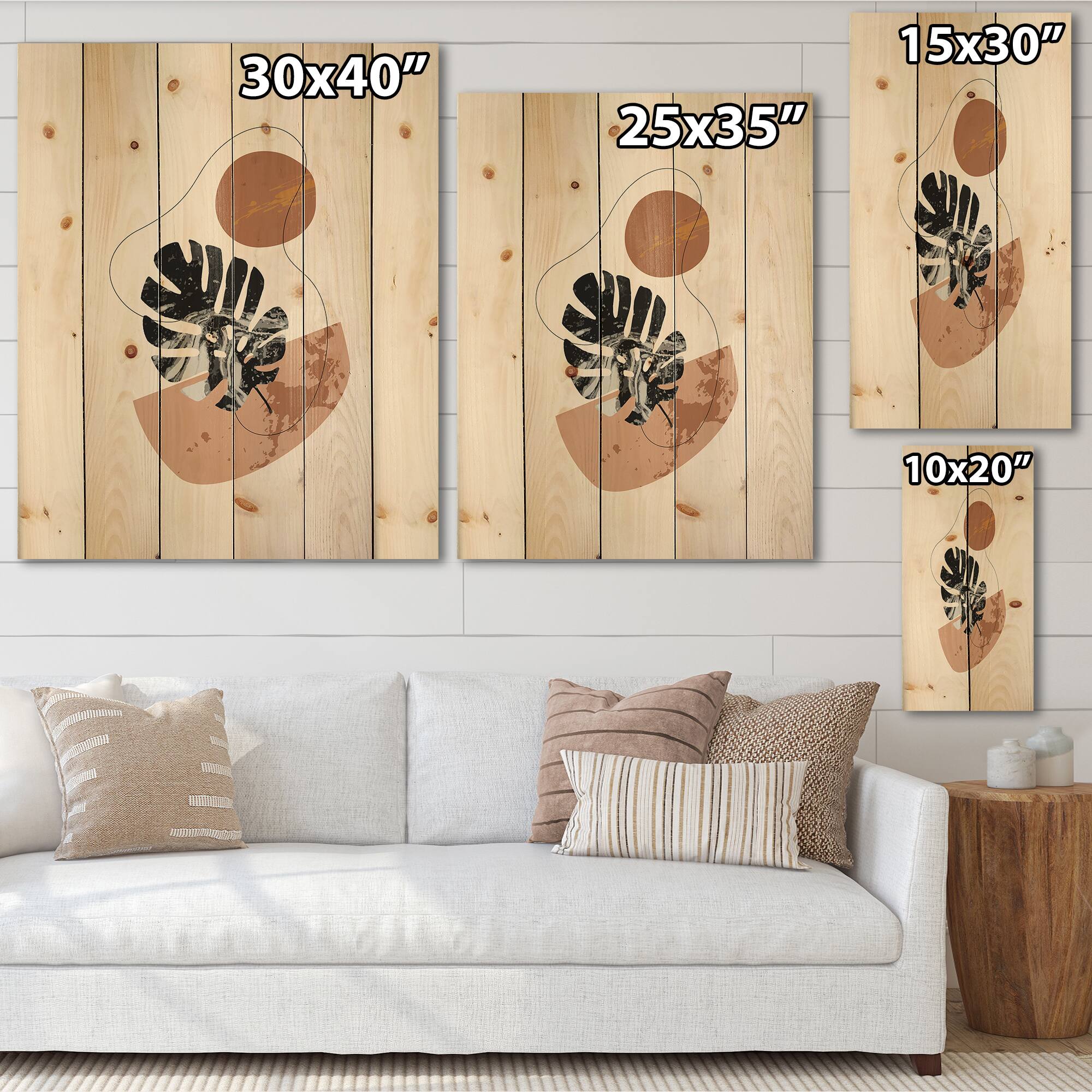 Designart - Abstract Shapes & Tropical Monstera Leaves