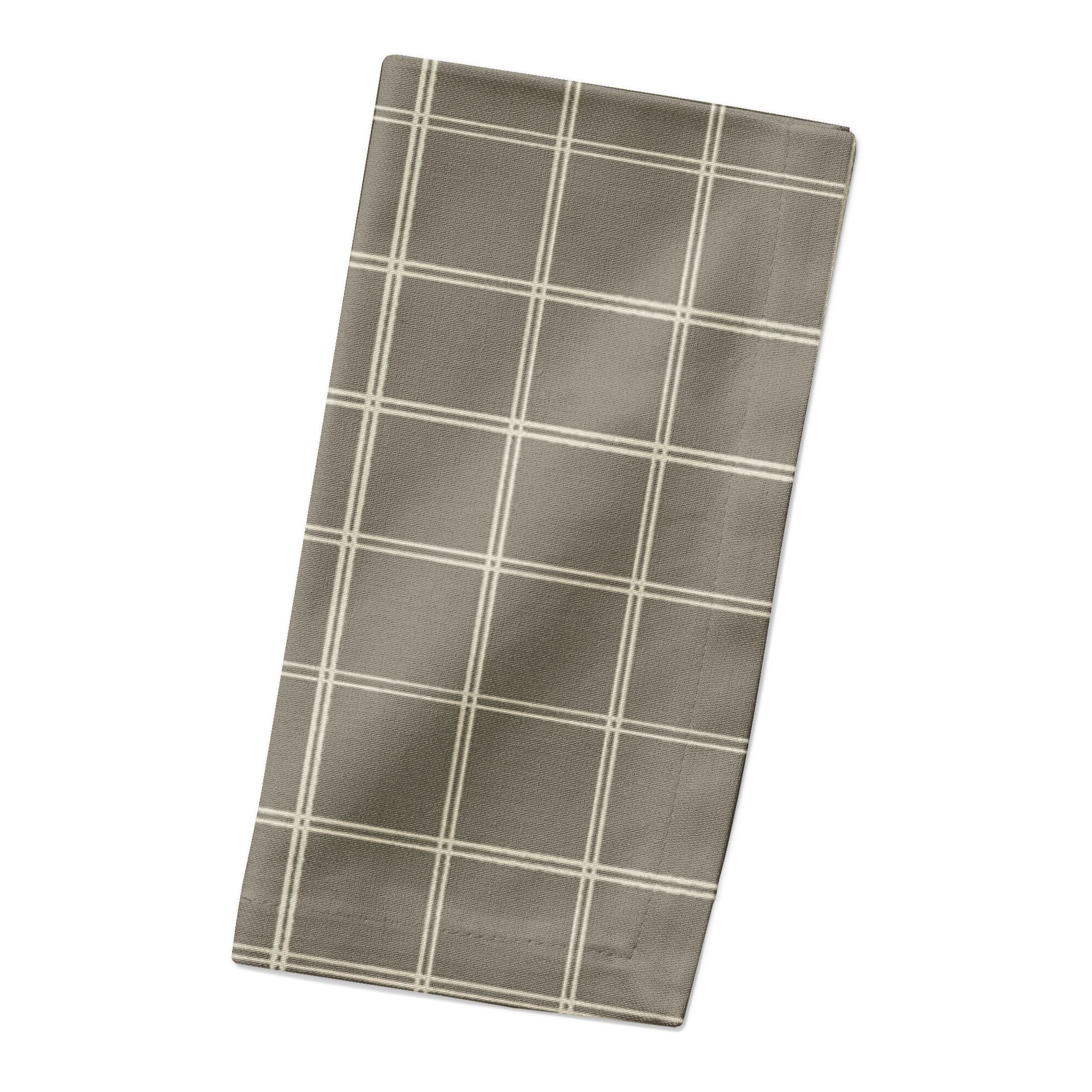 Taupe & White Check Cotton Twill Napkin