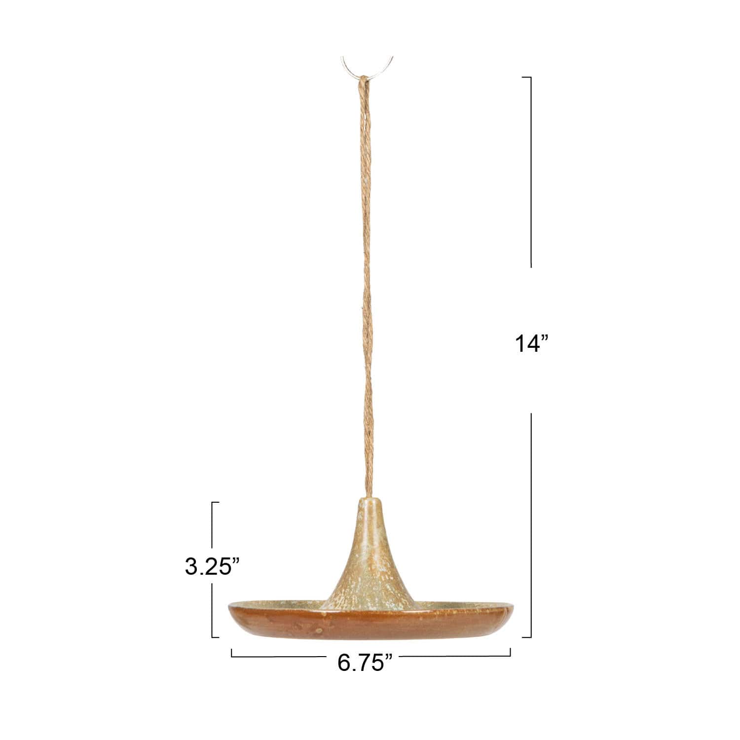 Hello Honey® 6.75" Tan Stoneware Bird Feeder with Jute Hanger