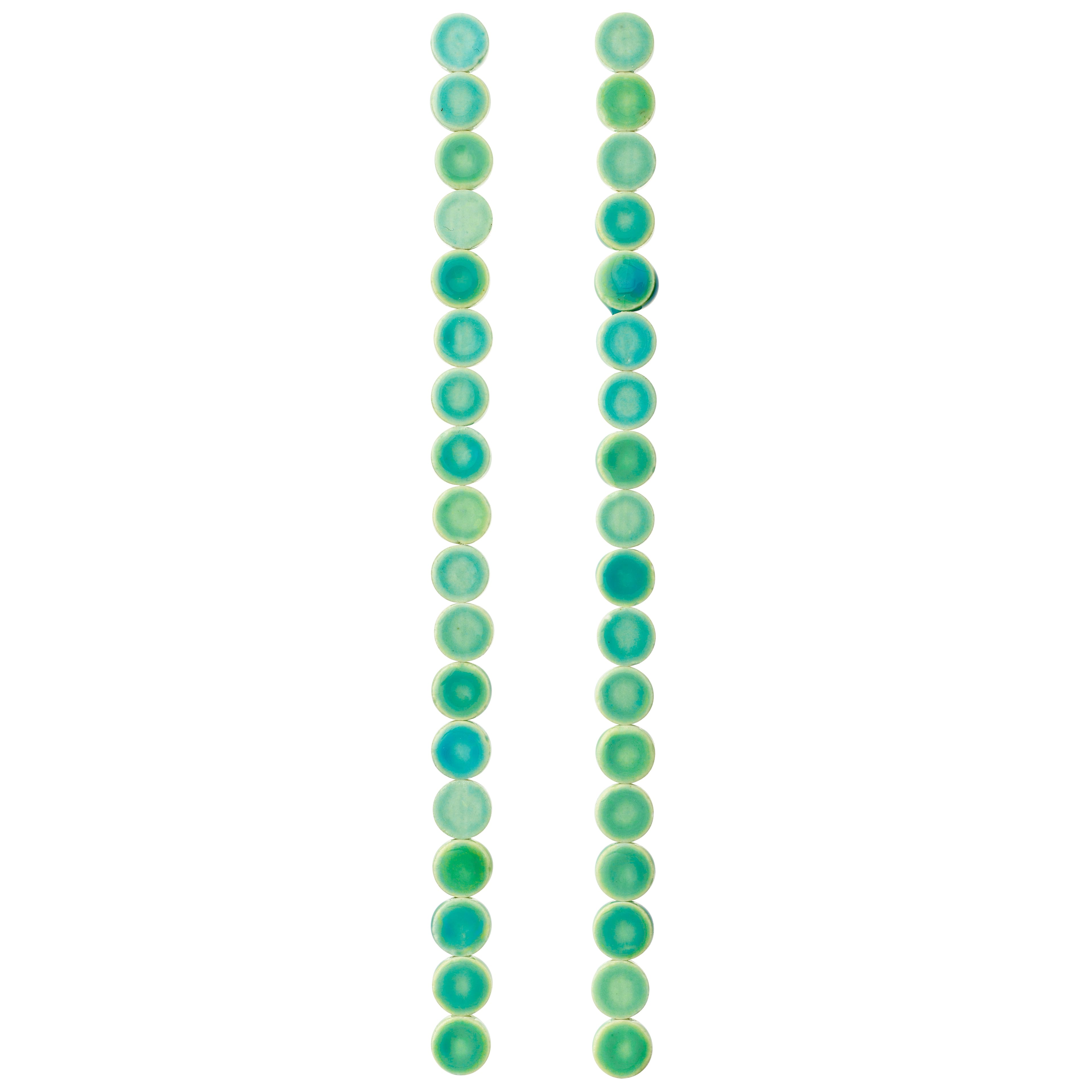 12 Pack: Turquoise Ceramic Roundel Beads, 8mm by Bead Landing™