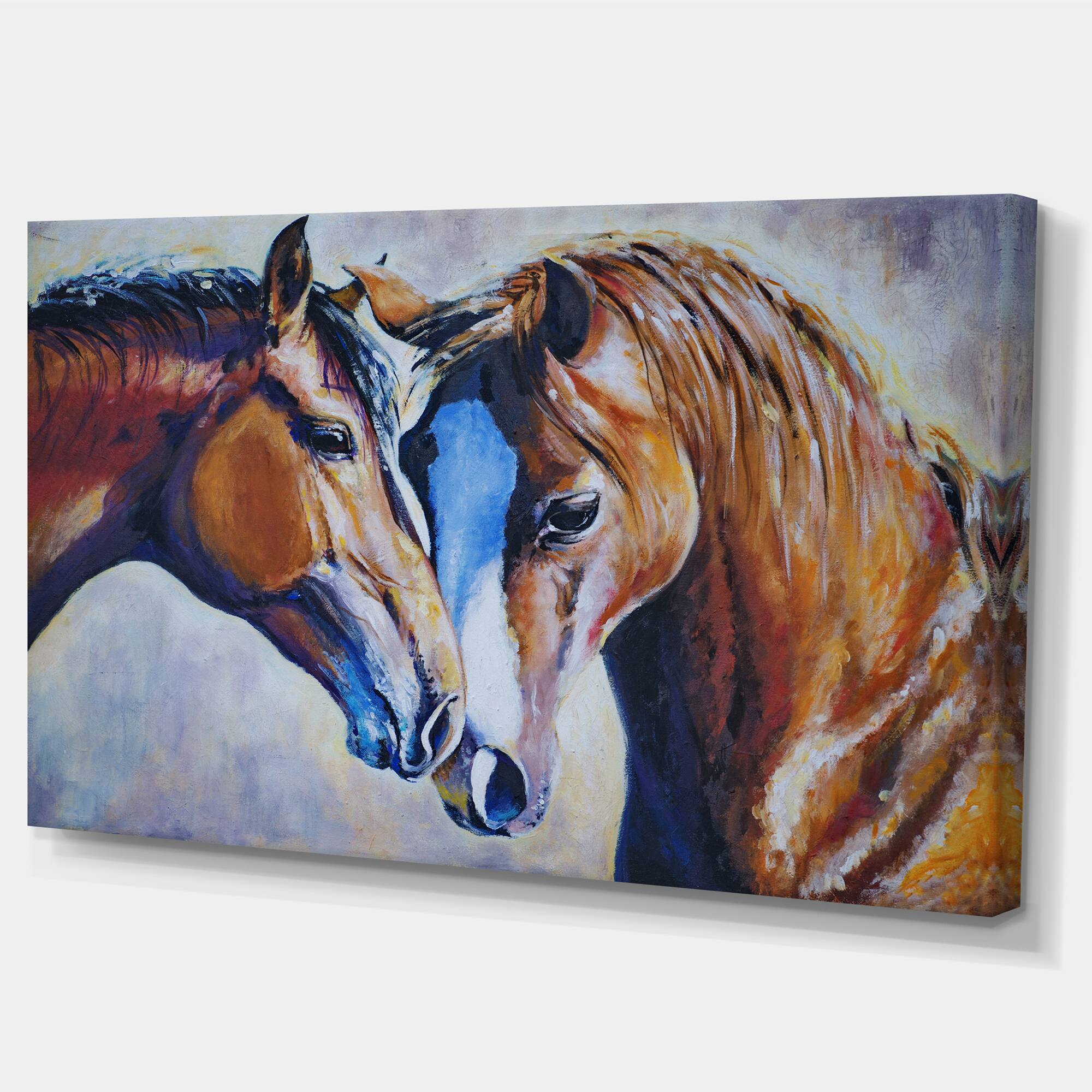Designart - Brown Amorous Horses