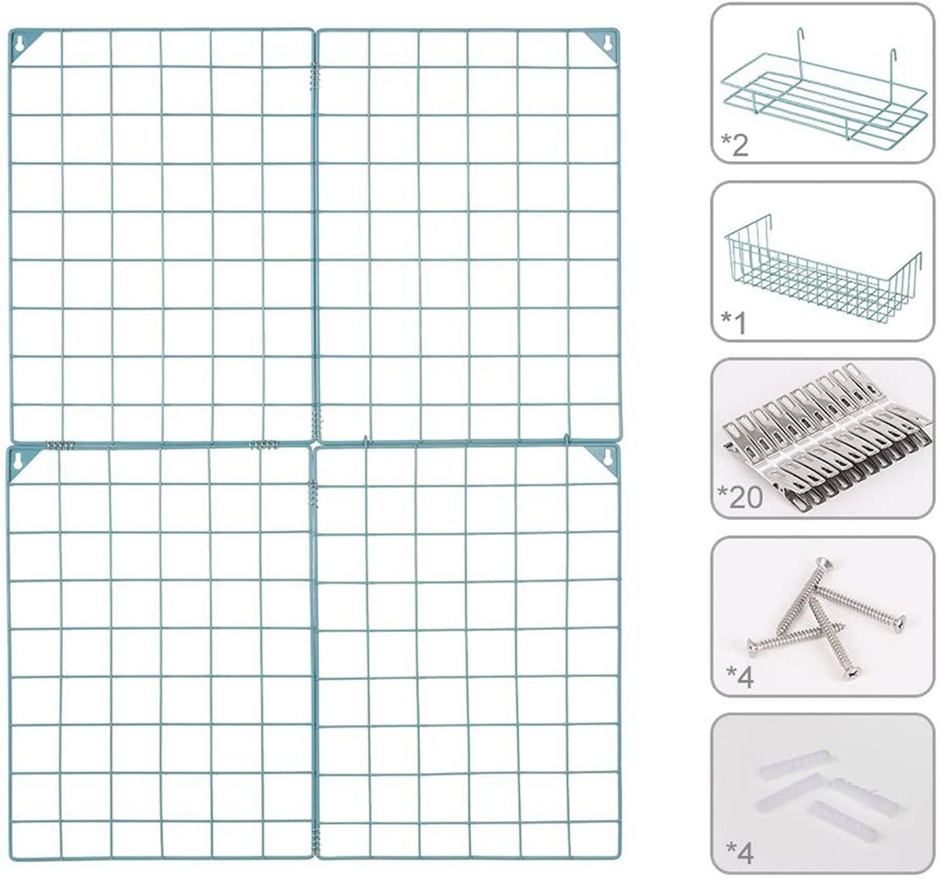 NEX™ Blue Wire Grid Storage Panel with 3 Wire Baskets