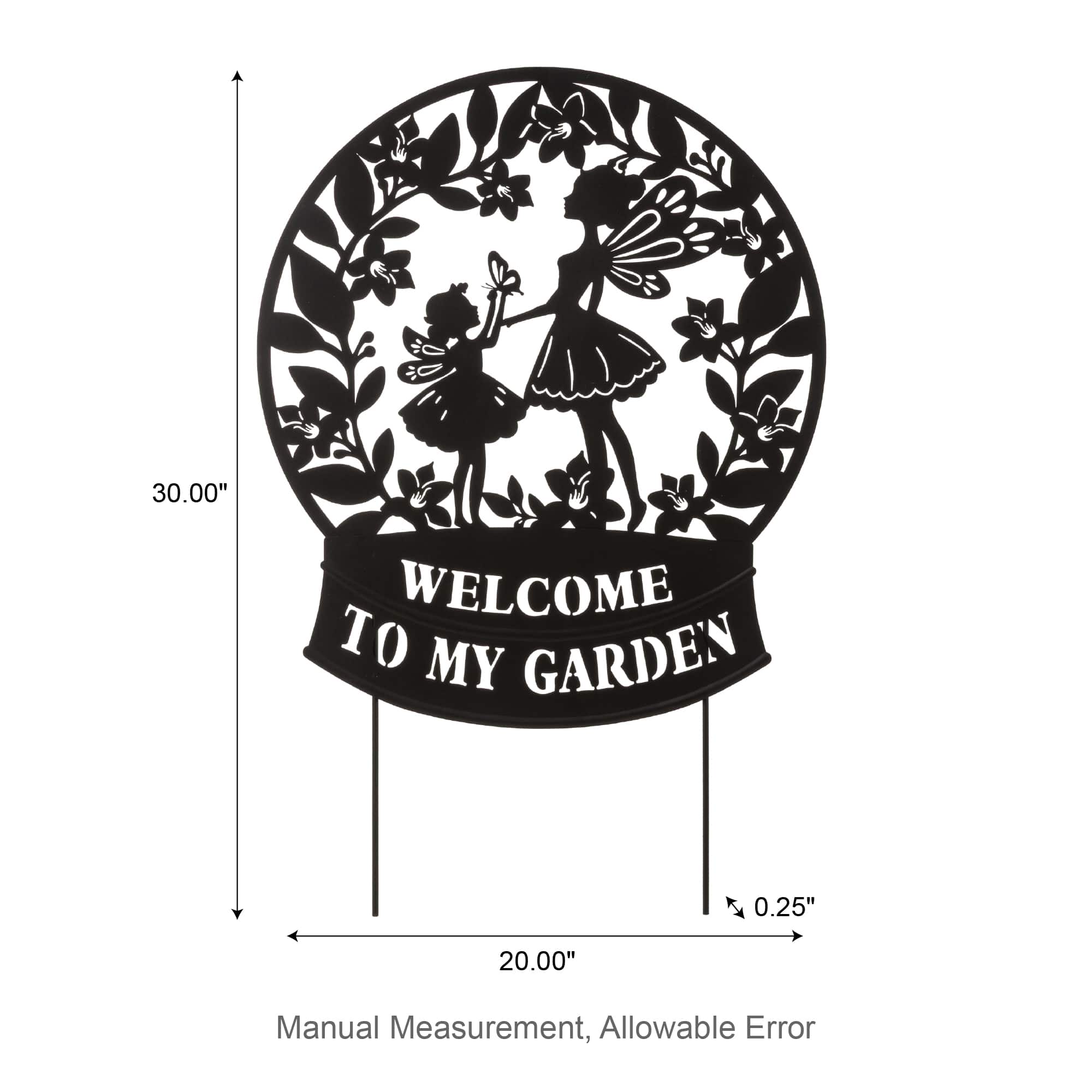 Glitzhome® 30" 2-in-1 Painted Metal Flower Fairy Silhouette Garden Yard Stake & Wall Decor