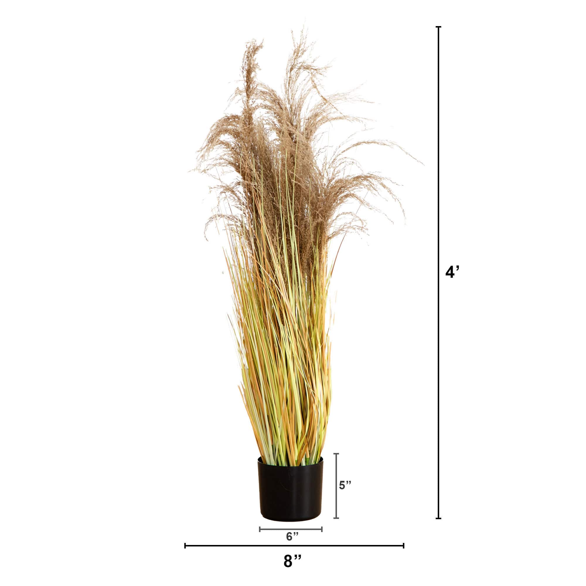 4ft. Golden Yellow, Green & Brown Potted Artificial Pampas Grass