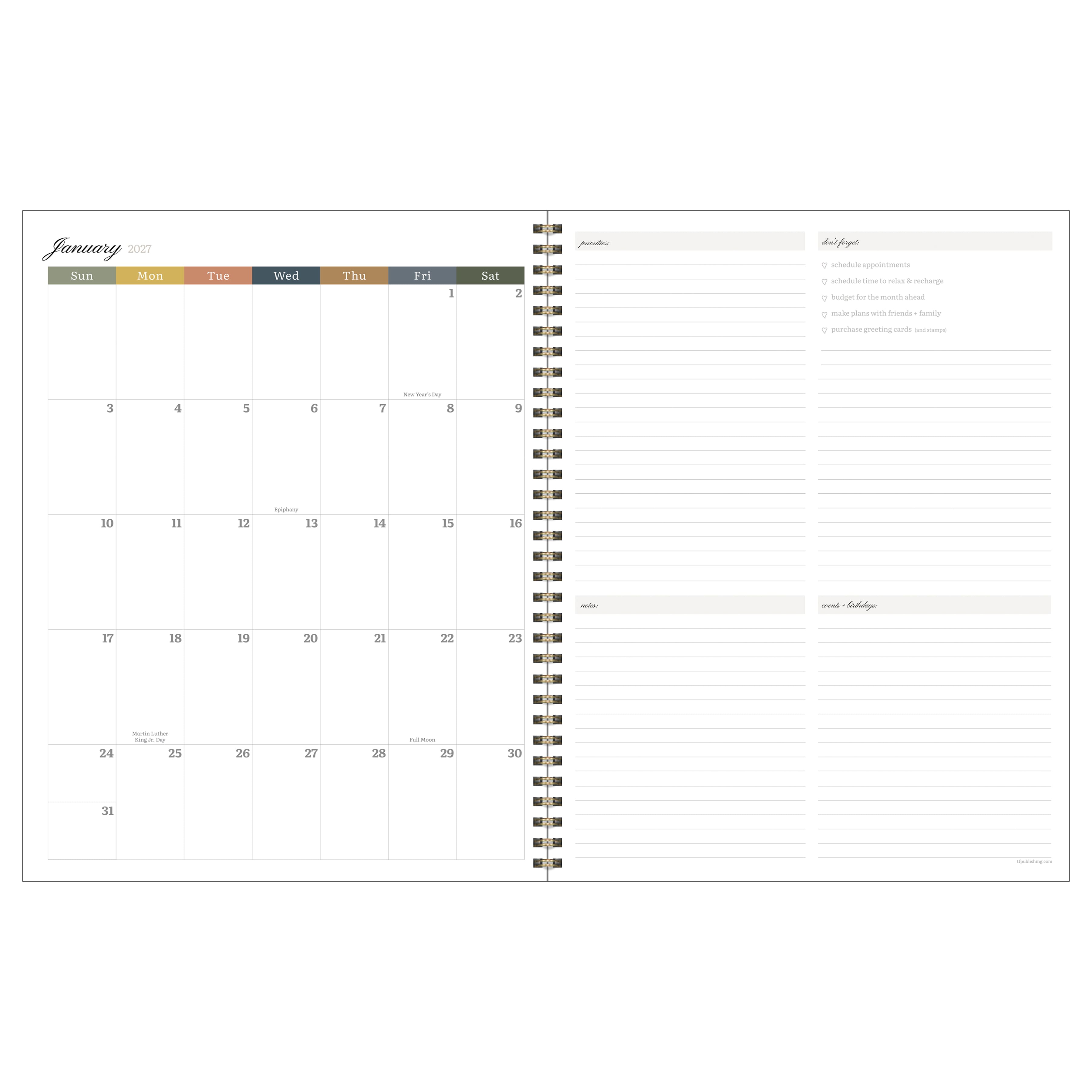 TF Publishing Large Leaf Motif Large Weekly Monthly Planner