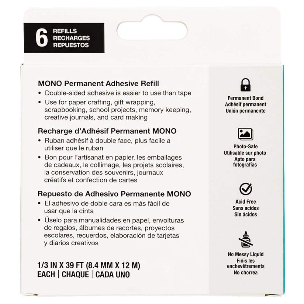 Tombow MONO Adhesive Permanent Refills, 6ct.